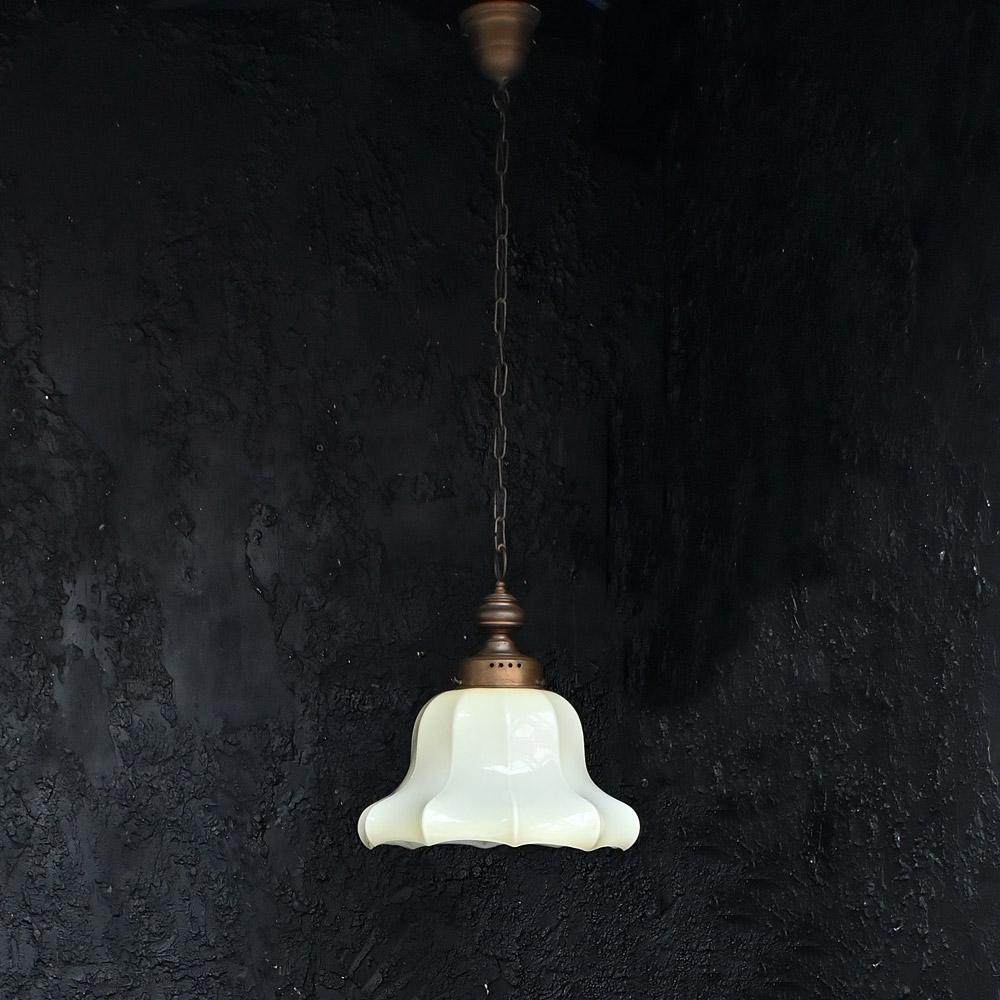 Blown Glass Early 20th century huge opaline glass light shade For Sale