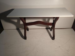 Early 20th Century Ice Cream Parlour Table with Original White Milk Glass Top