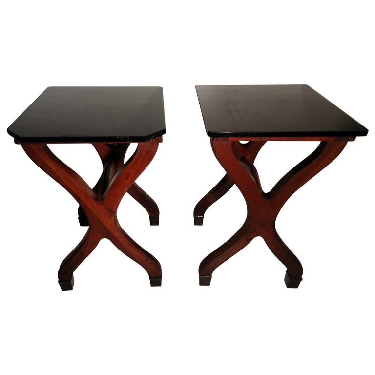 Early 20th Century Ice Cream Parlor Tables with Original Black Glass