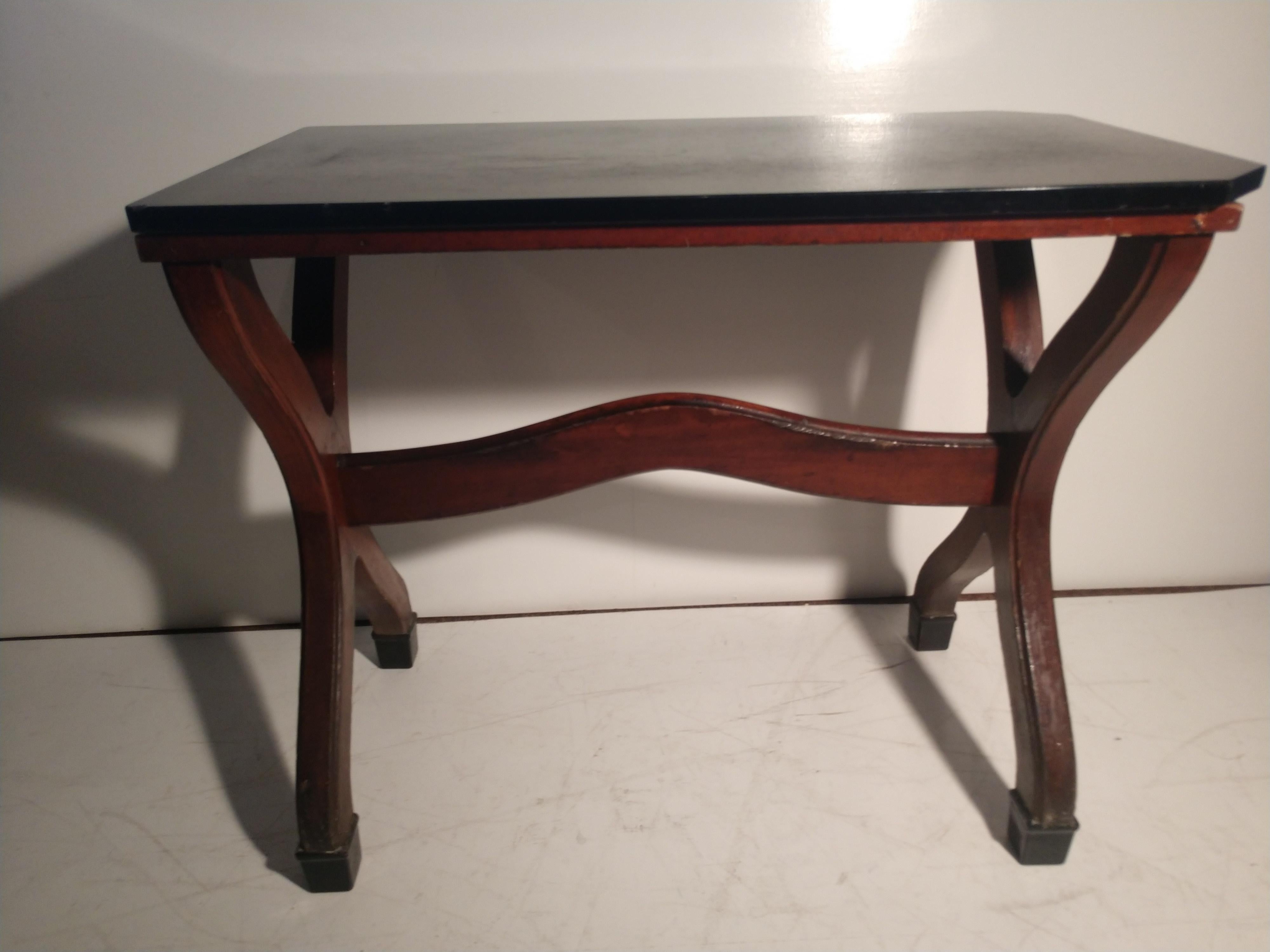 American Early 20th Century Ice Cream Parlor Tables with Original Black Glass Tops