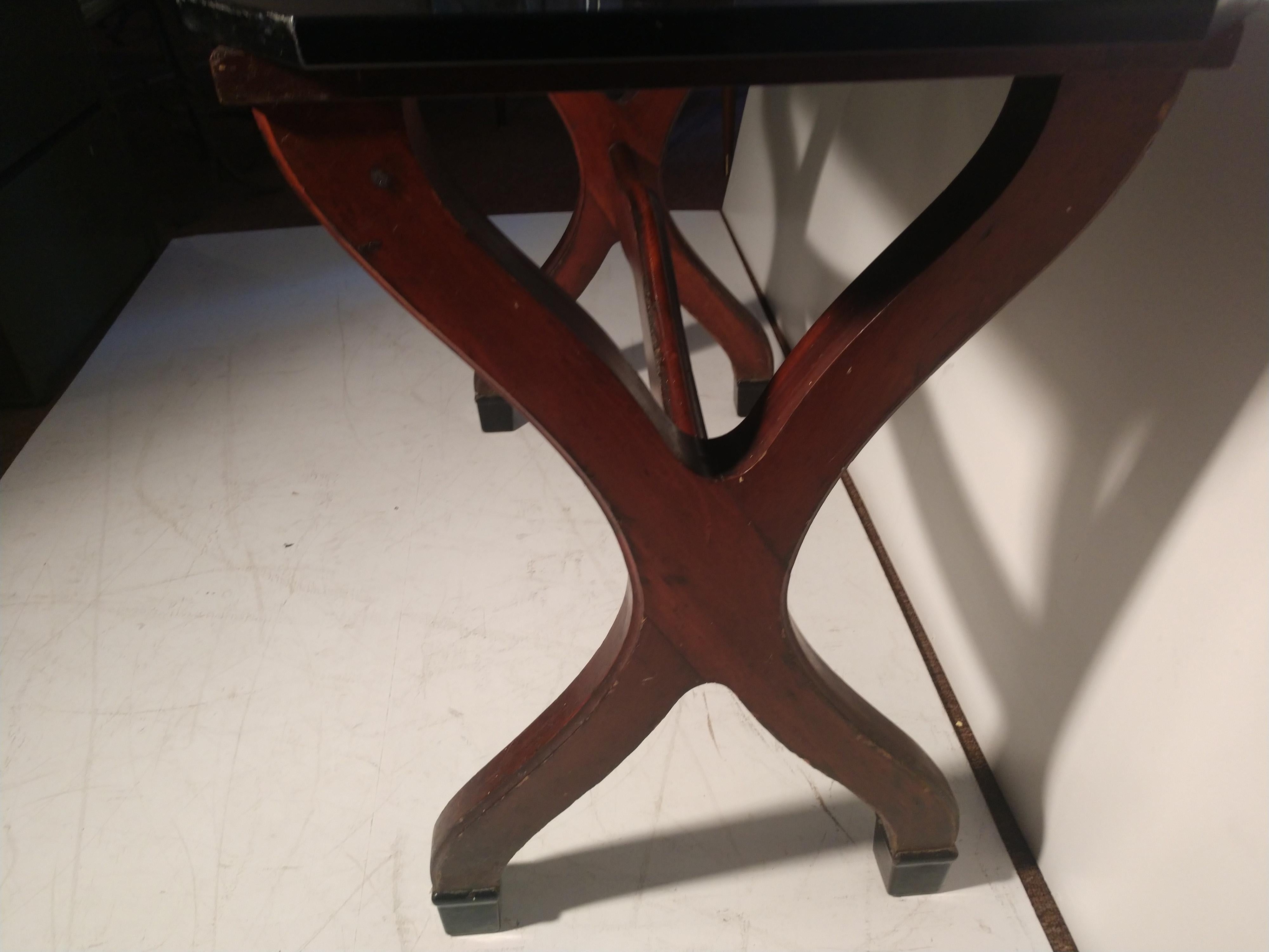 Mahogany Early 20th Century Ice Cream Parlor Tables with Original Black Glass Tops