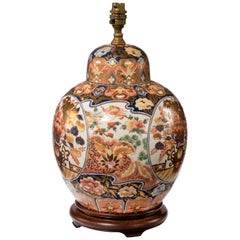 Early 20th Century Imari Porcelain Vase Lamp with a Shaped Top