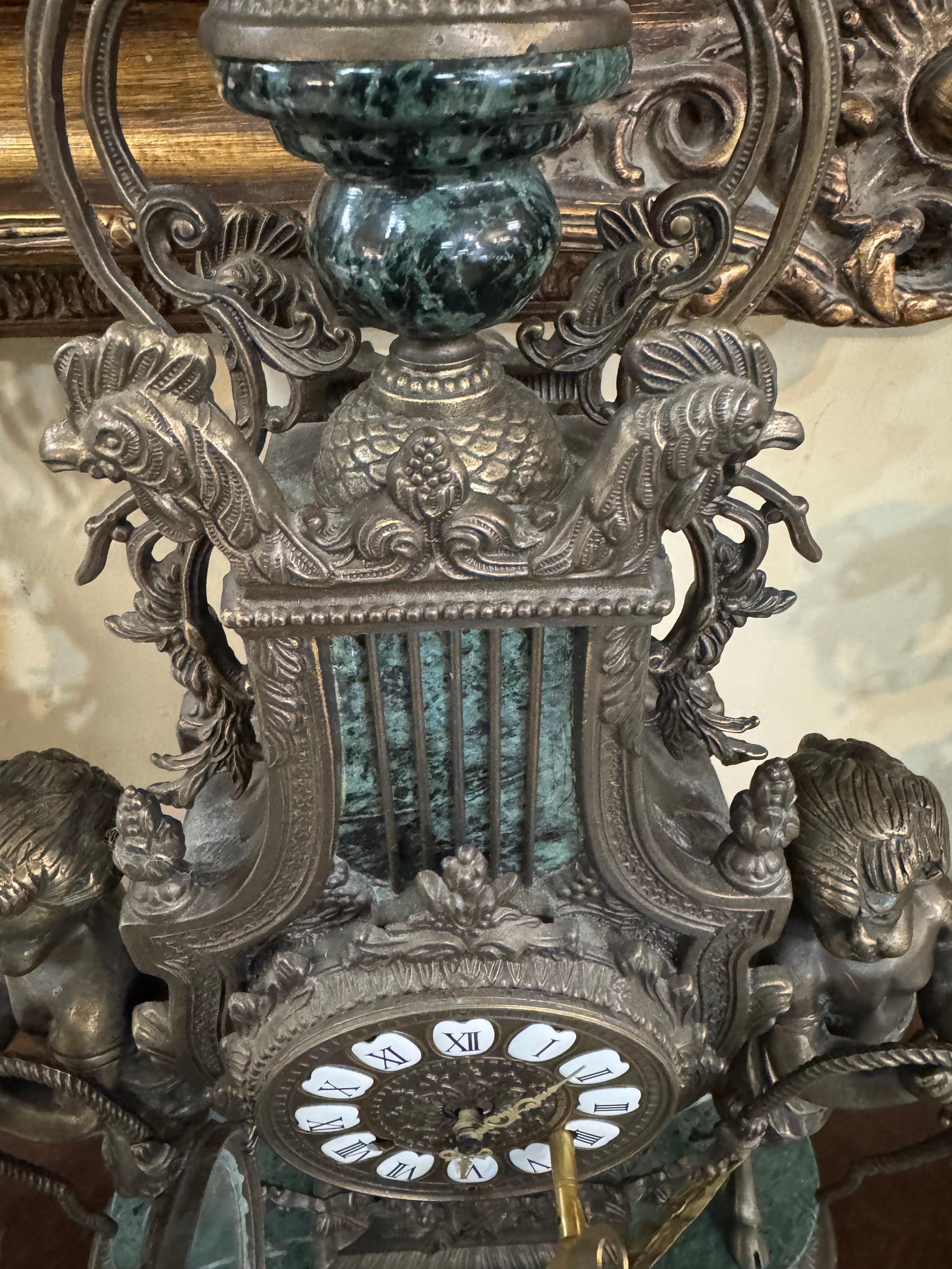 Early 20th Century Imperial Franz Hormel Brevettato Figural Mantle Clock, Made i For Sale 4