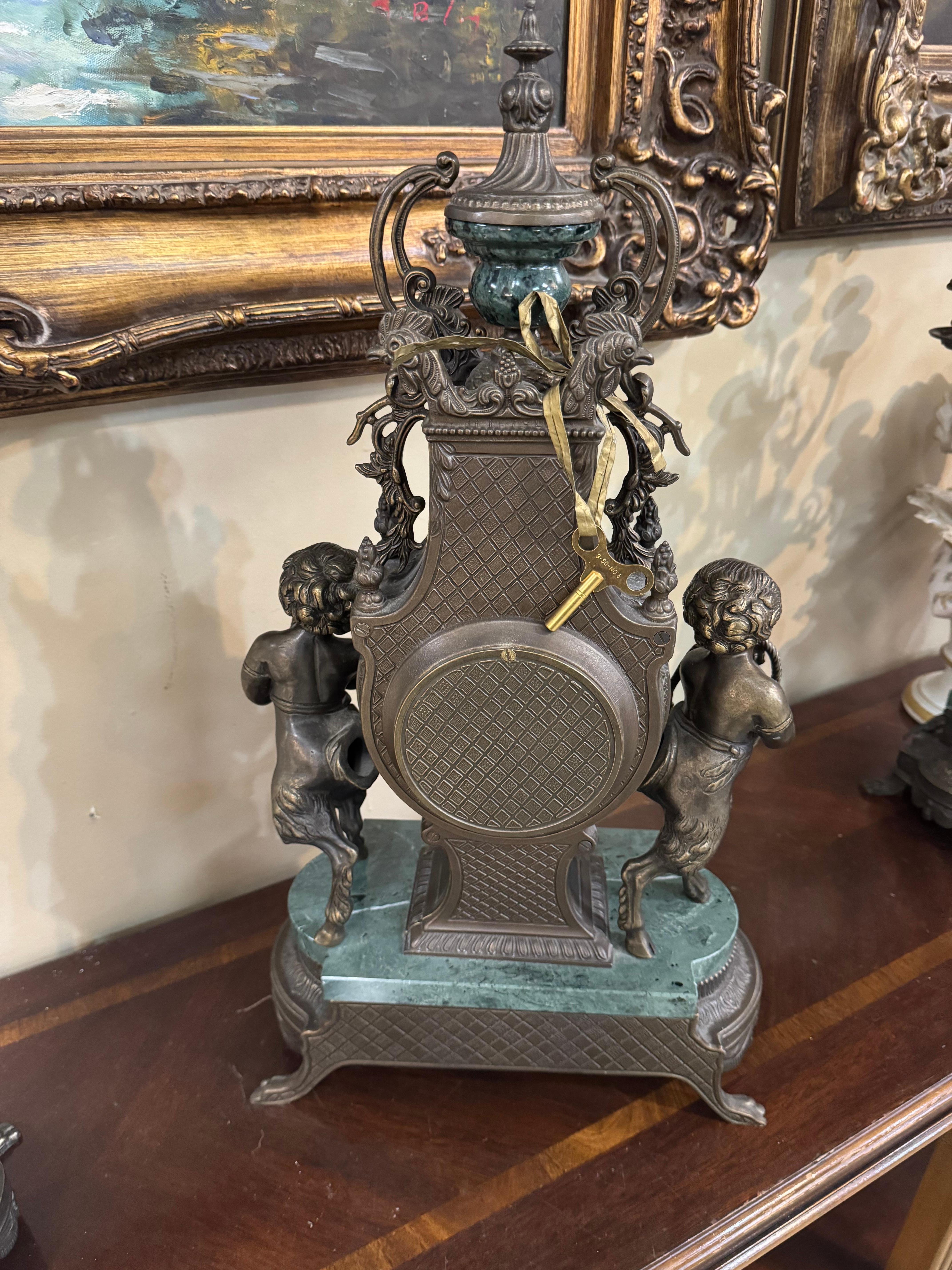 Early 20th Century Imperial Franz Hormel Brevettato Figural Mantle Clock, Made i For Sale 5