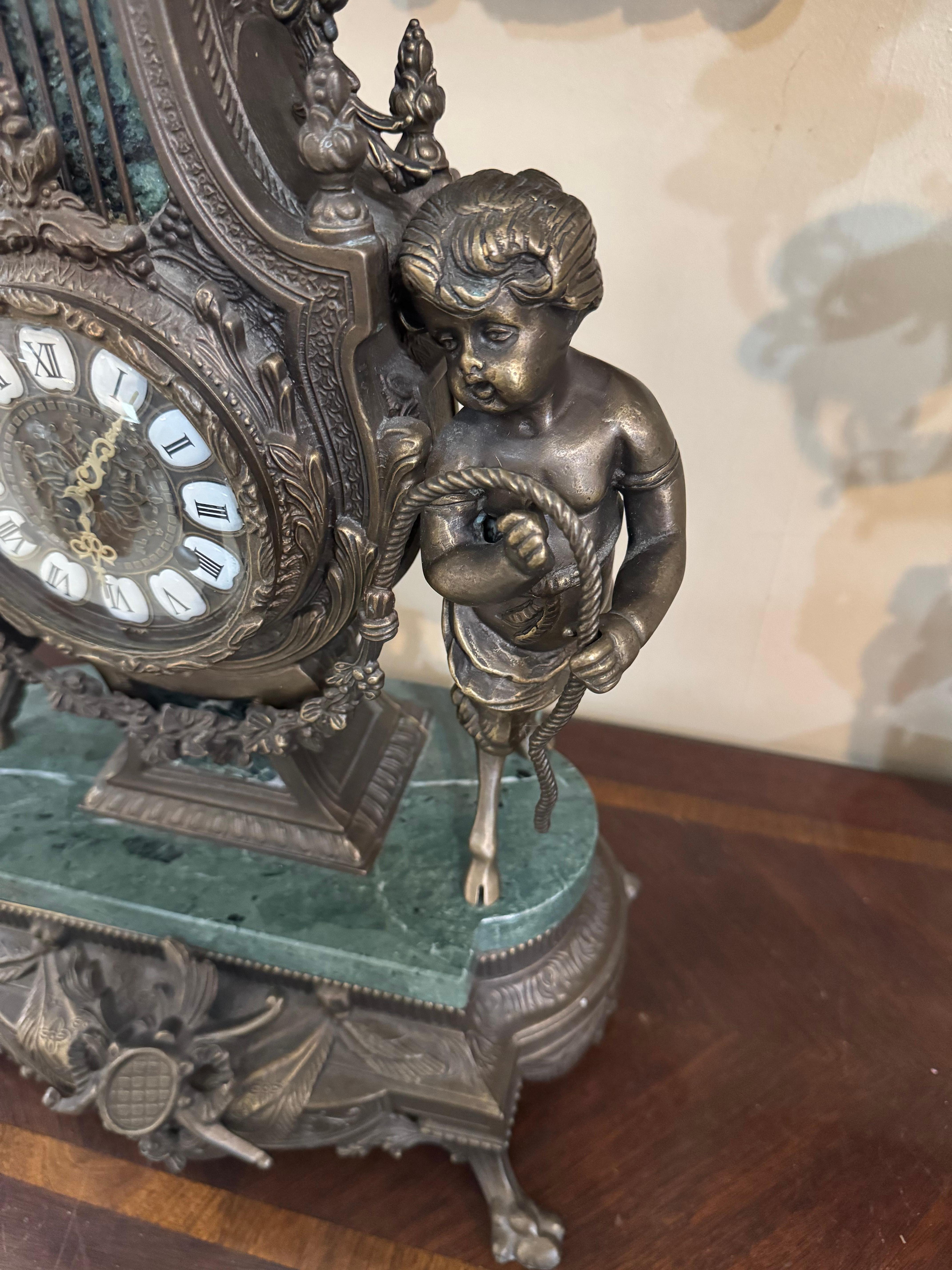 Early 20th Century Imperial Franz Hormel Brevettato Figural Mantle Clock, Made i For Sale 11