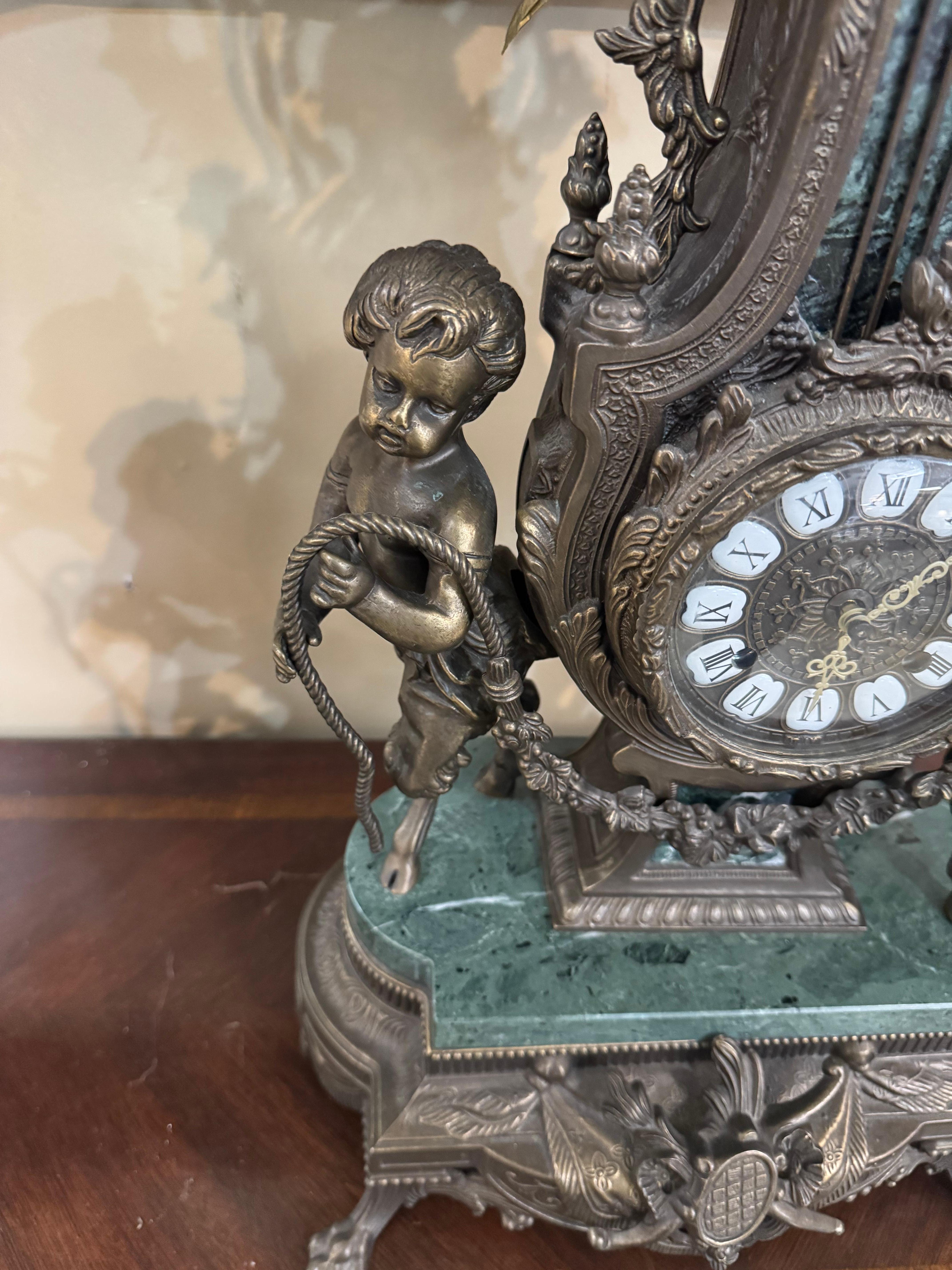 Early 20th Century Imperial Franz Hormel Brevettato Figural Mantle Clock, Made i For Sale 12