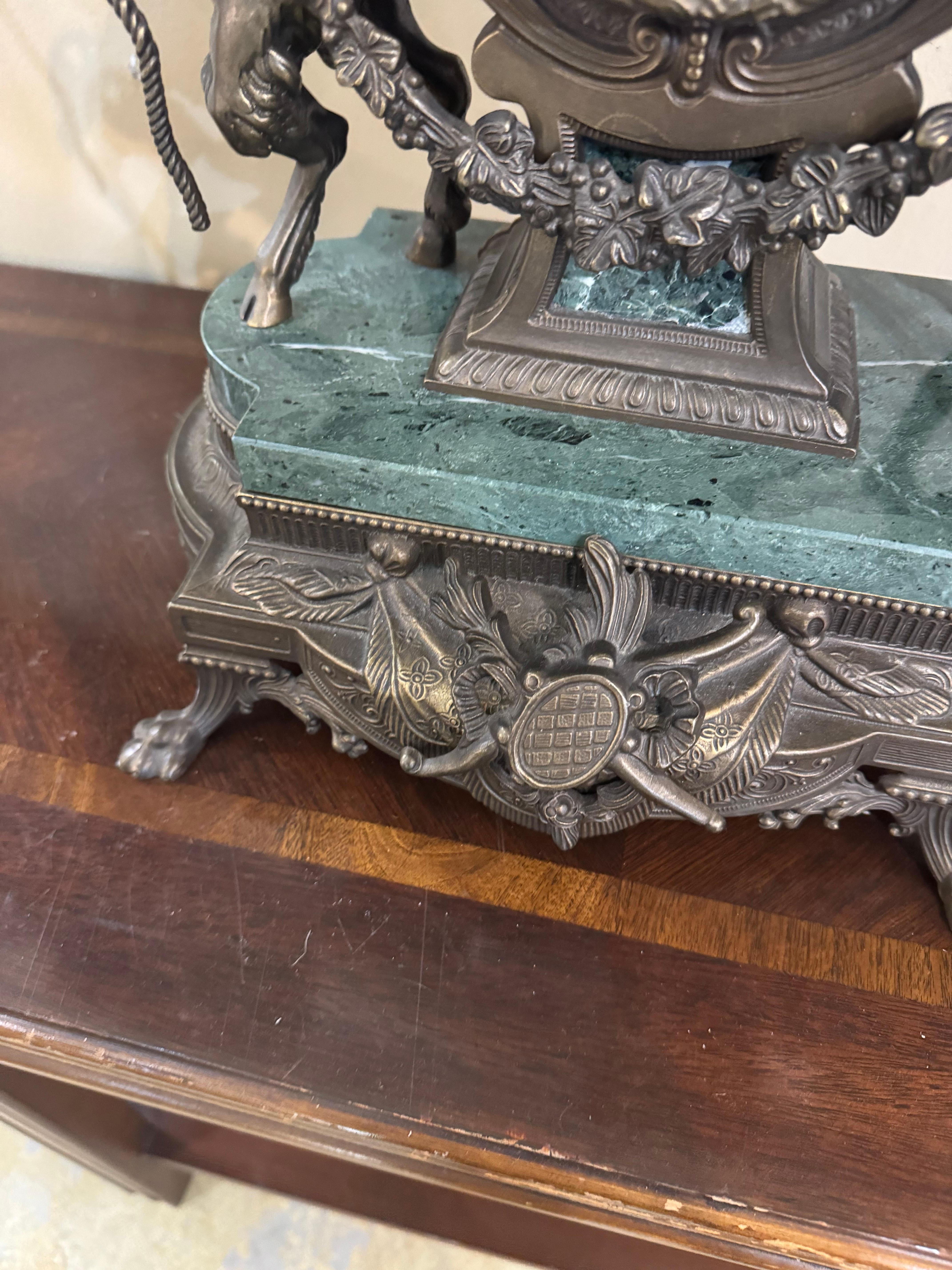 Italian Early 20th Century Imperial Franz Hormel Brevettato Figural Mantle Clock, Made i For Sale