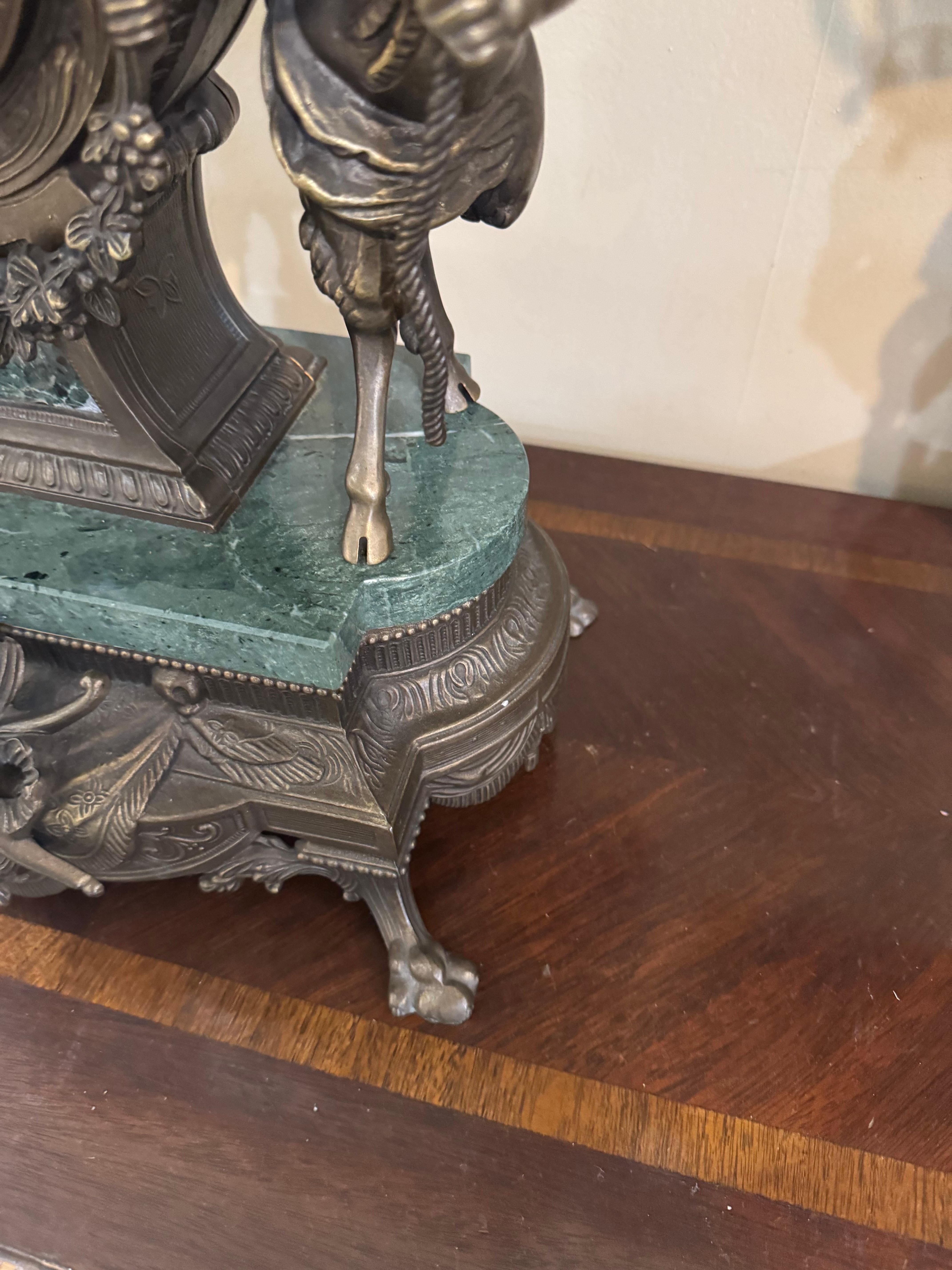 Early 20th Century Imperial Franz Hormel Brevettato Figural Mantle Clock, Made i In Good Condition For Sale In Birmingham, AL
