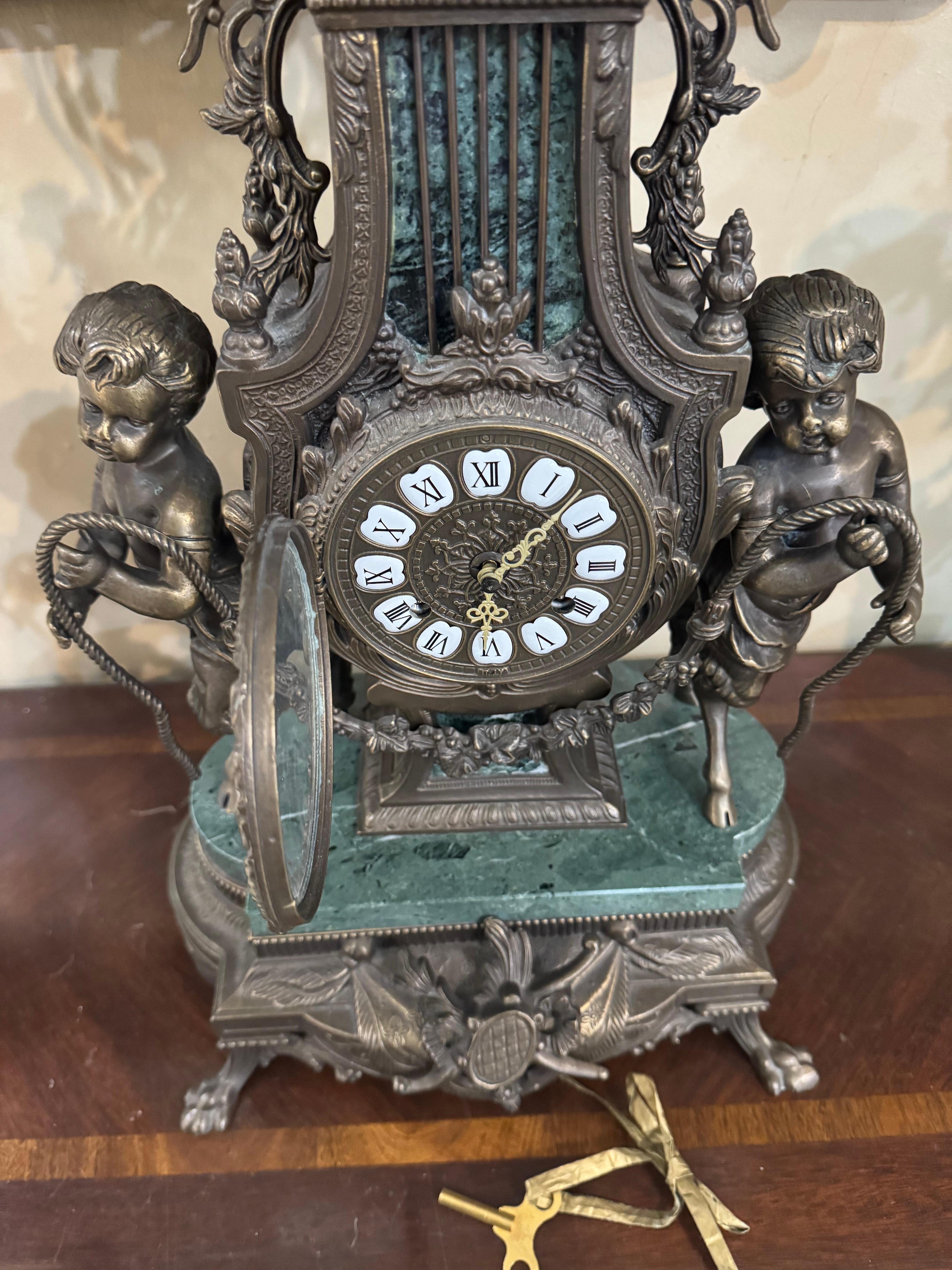 Early 20th Century Imperial Franz Hormel Brevettato Figural Mantle Clock, Made i For Sale 2