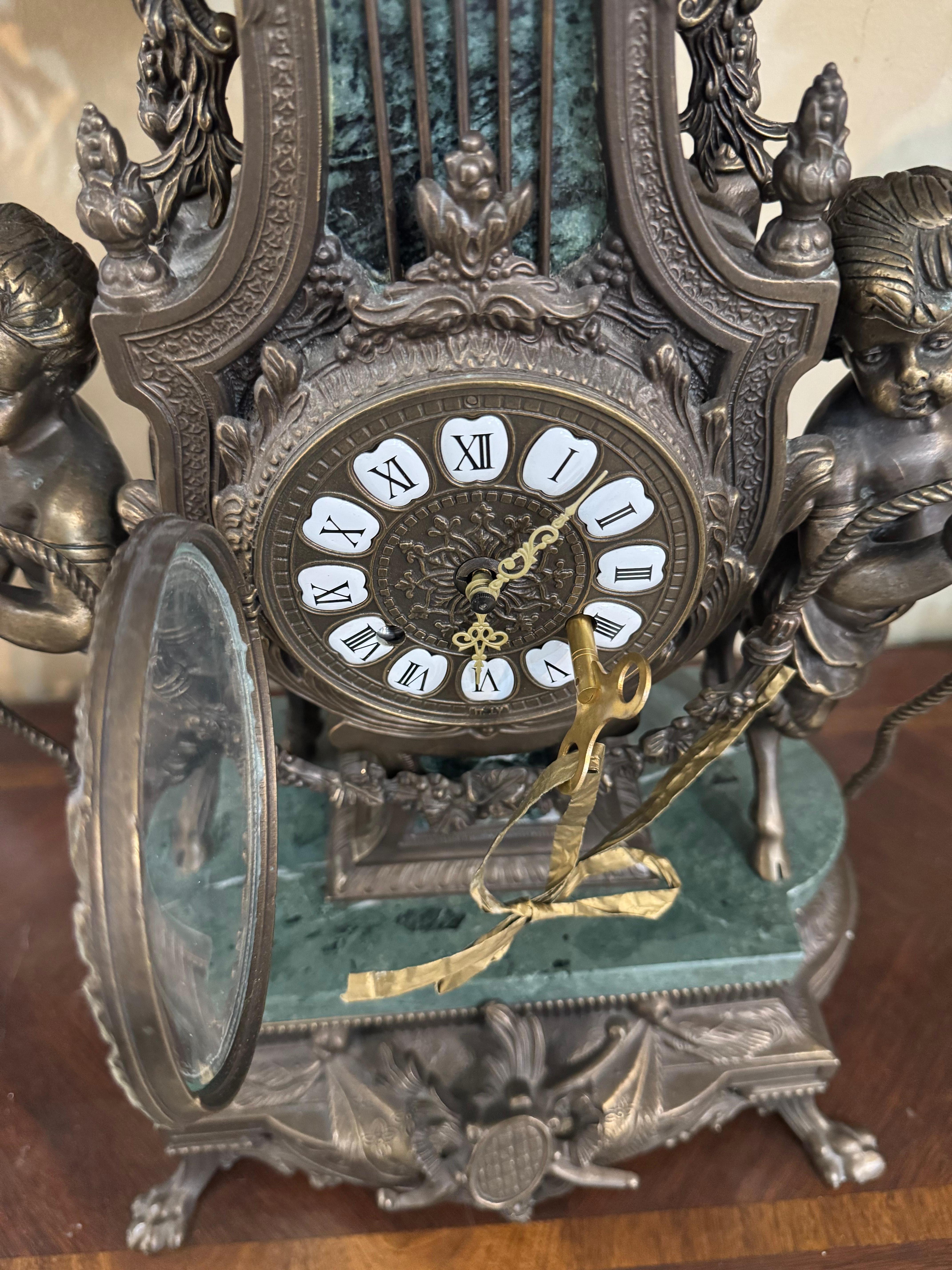 Early 20th Century Imperial Franz Hormel Brevettato Figural Mantle Clock, Made i For Sale 3