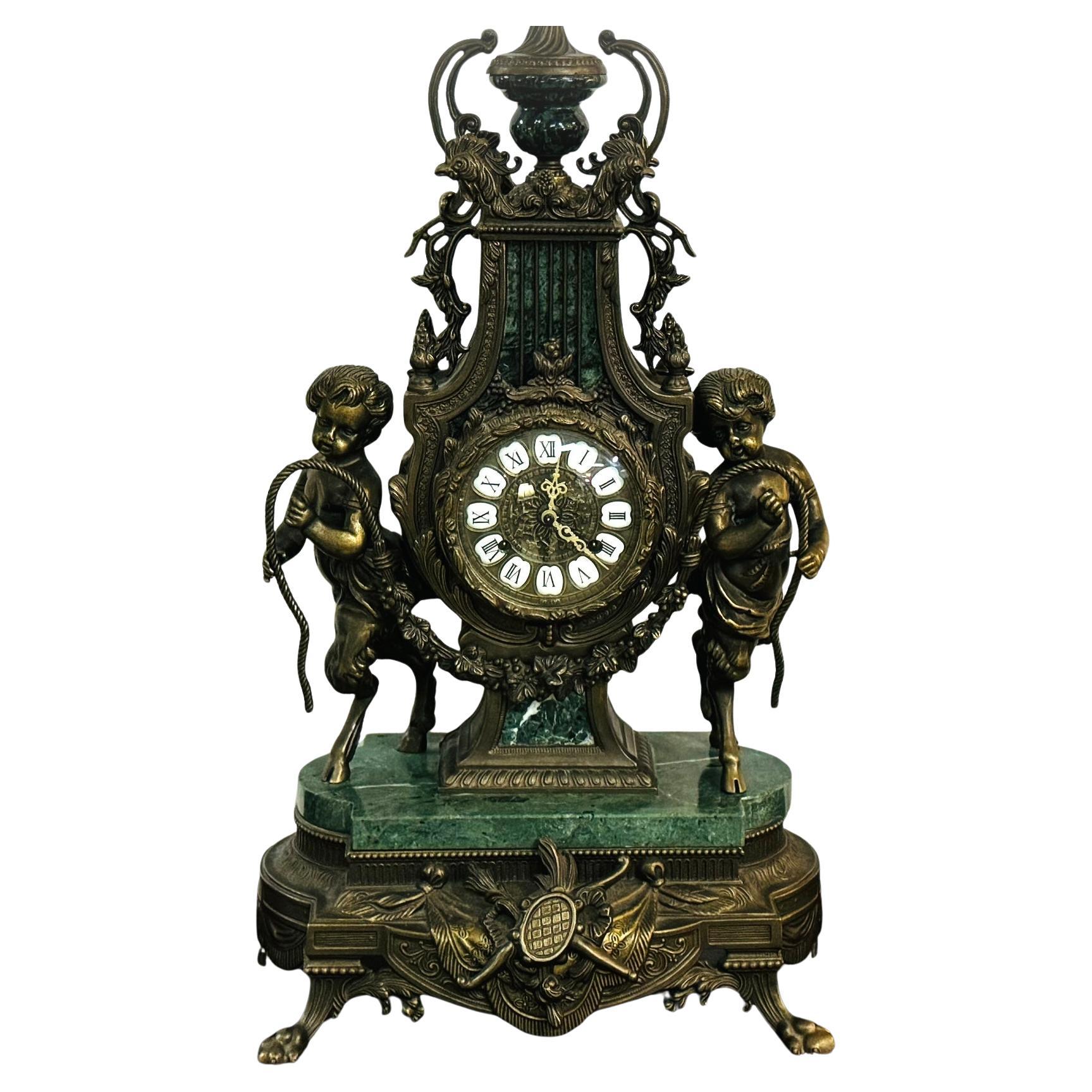 Early 20th Century Imperial Franz Hormel Brevettato Figural Mantle Clock, Made i