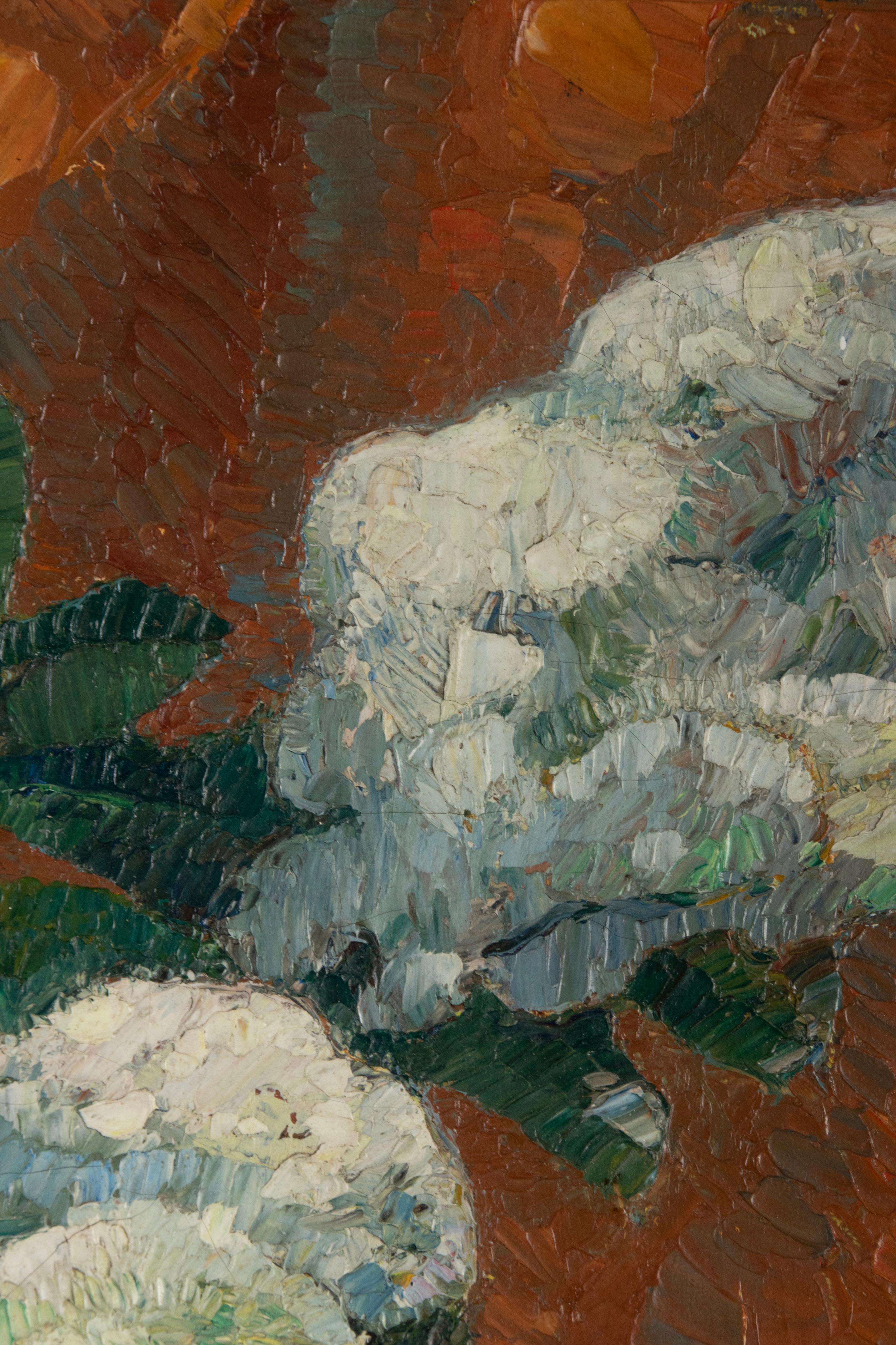Pittura a olio impressionista dei primi del Novecento Fiori, Mécislas de Rakowski in vendita 2