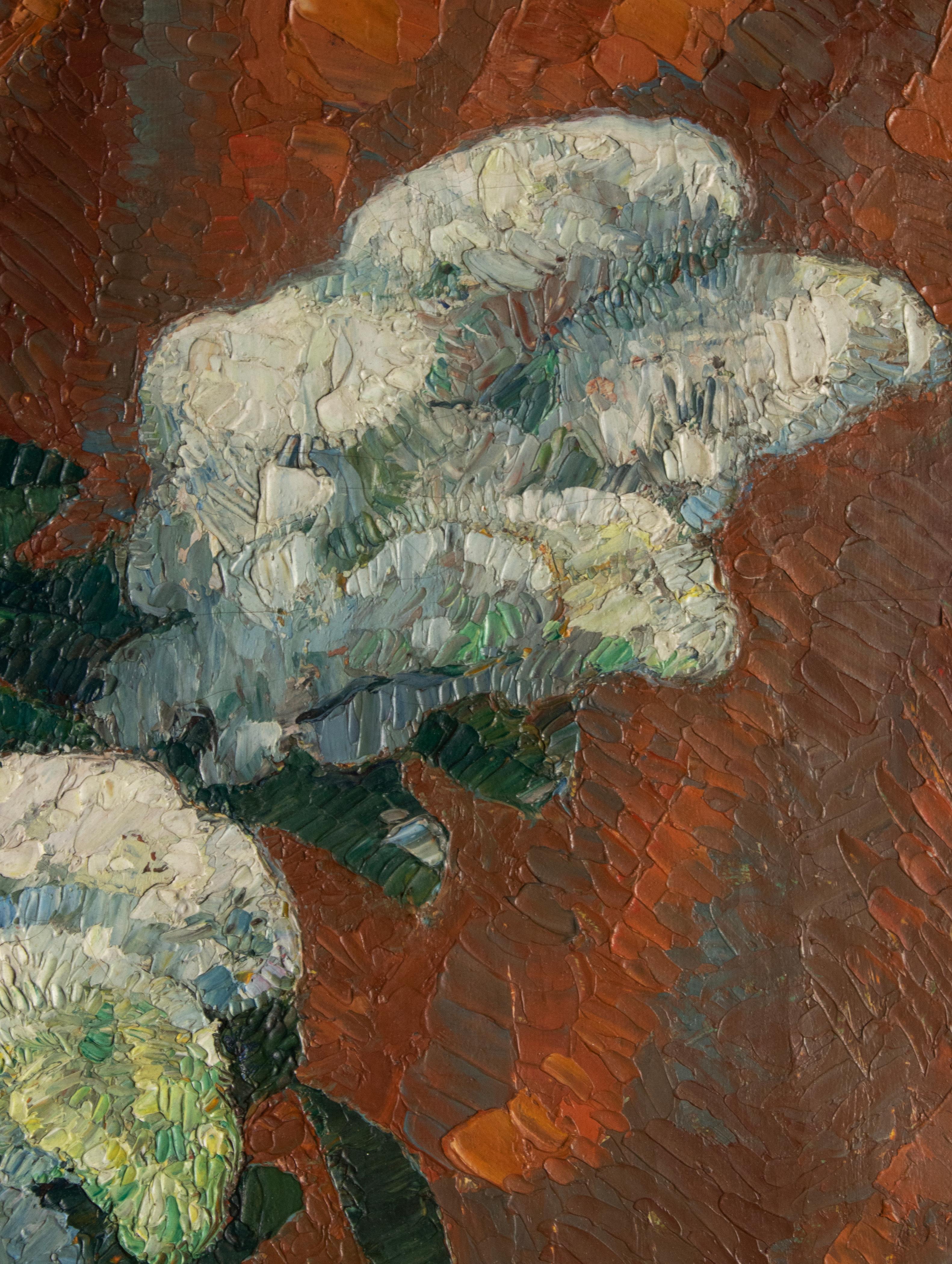 Pittura a olio impressionista dei primi del Novecento Fiori, Mécislas de Rakowski in vendita 5
