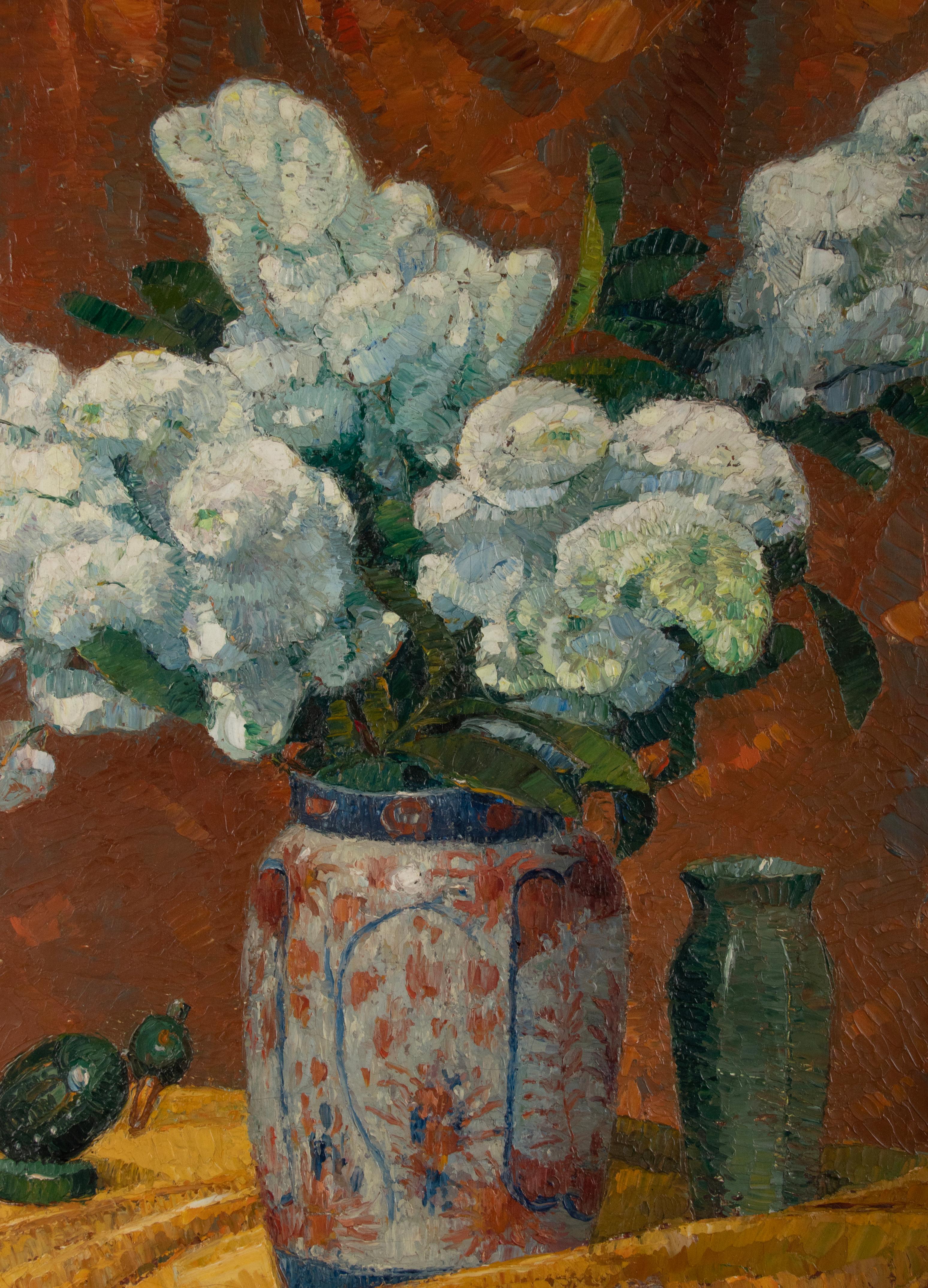Belgian Early 20th Century Impressionistic Oil Painting Flowers, Mécislas de Rakowski For Sale