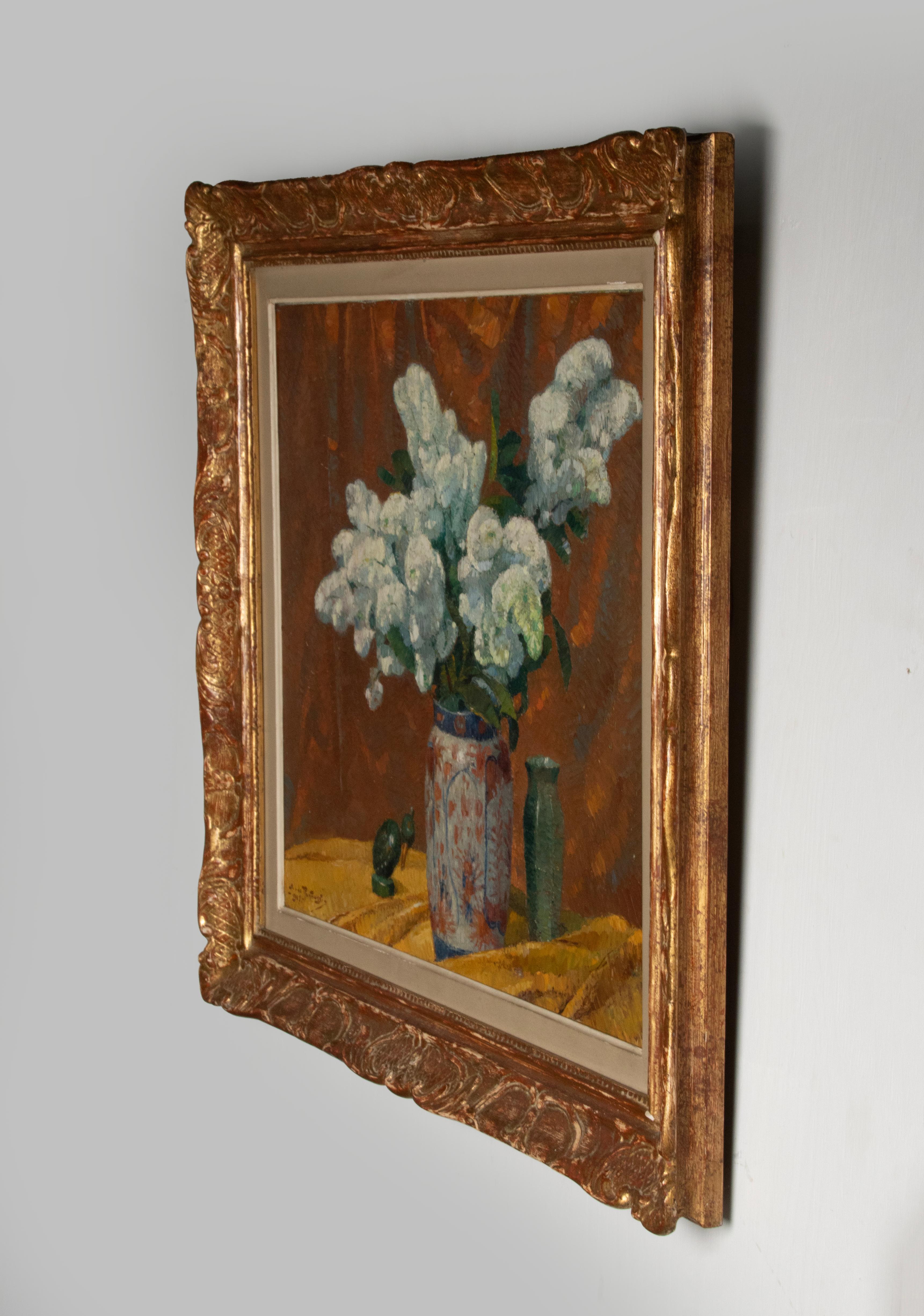 Hand-Painted Early 20th Century Impressionistic Oil Painting Flowers, Mécislas de Rakowski For Sale