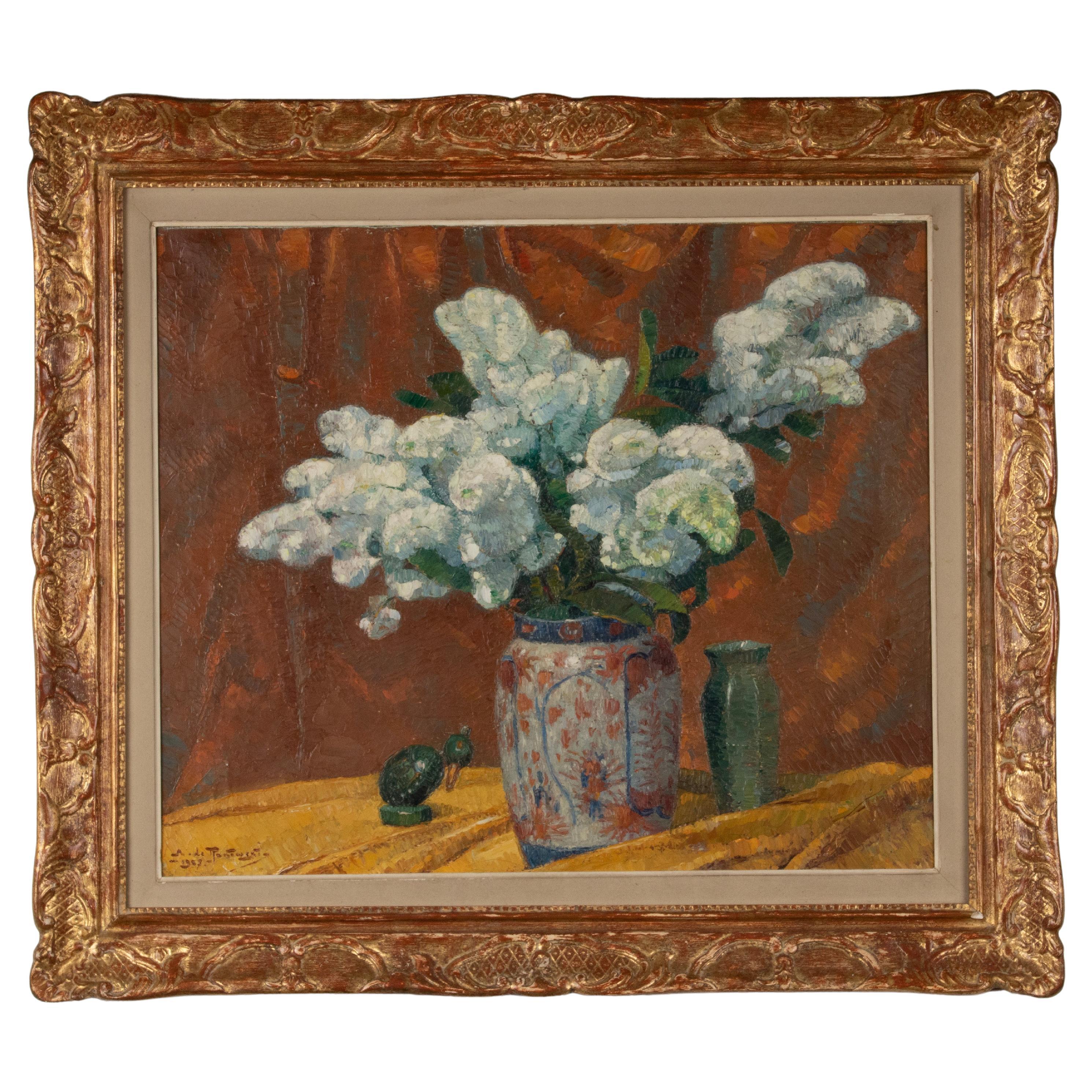 Early 20th Century Impressionistic Oil Painting Flowers, Mécislas de Rakowski For Sale