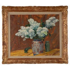 Antique Early 20th Century Impressionistic Oil Painting Flowers, Mécislas de Rakowski