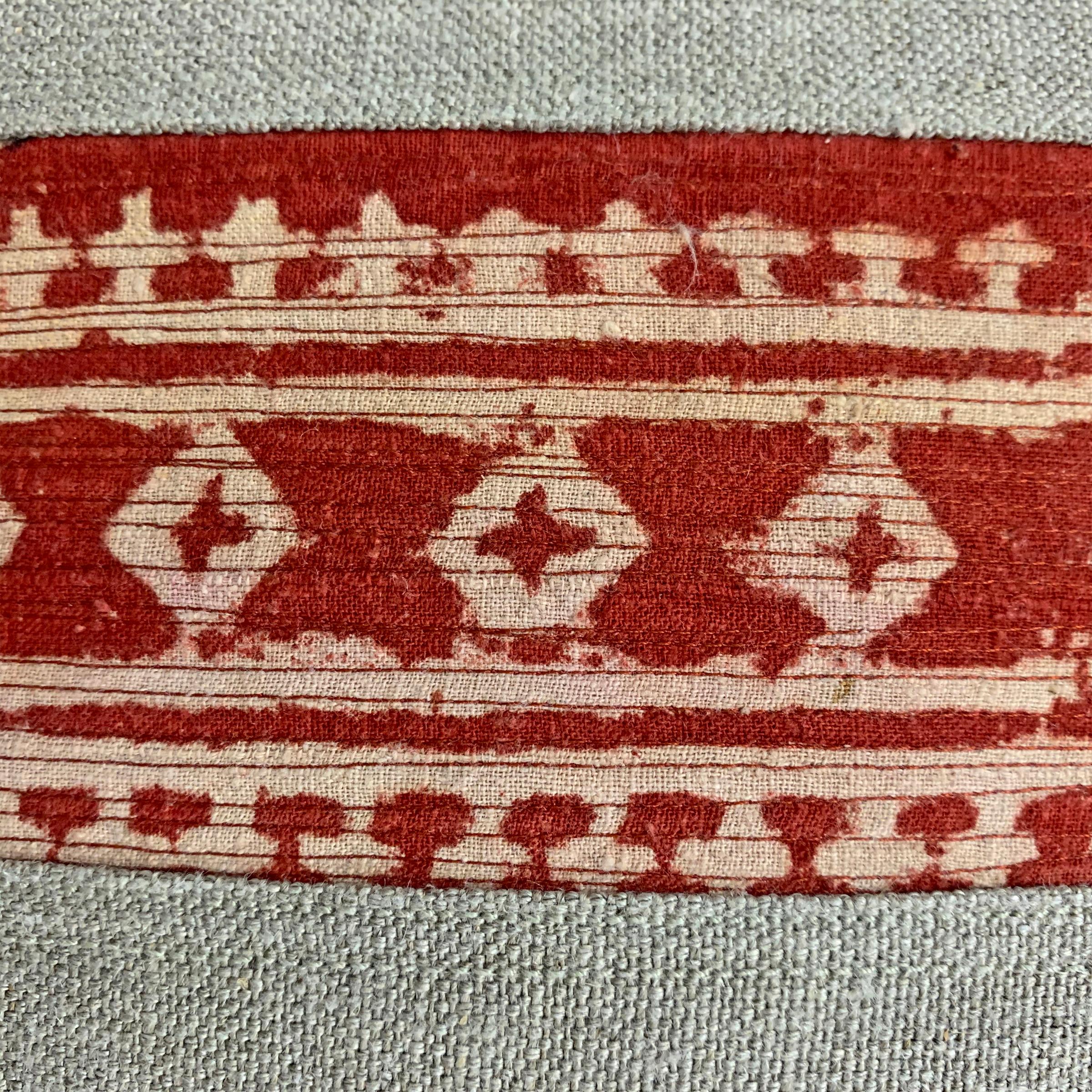 Early 20th Century Indian Block Printed Pillow In Good Condition In Chicago, IL