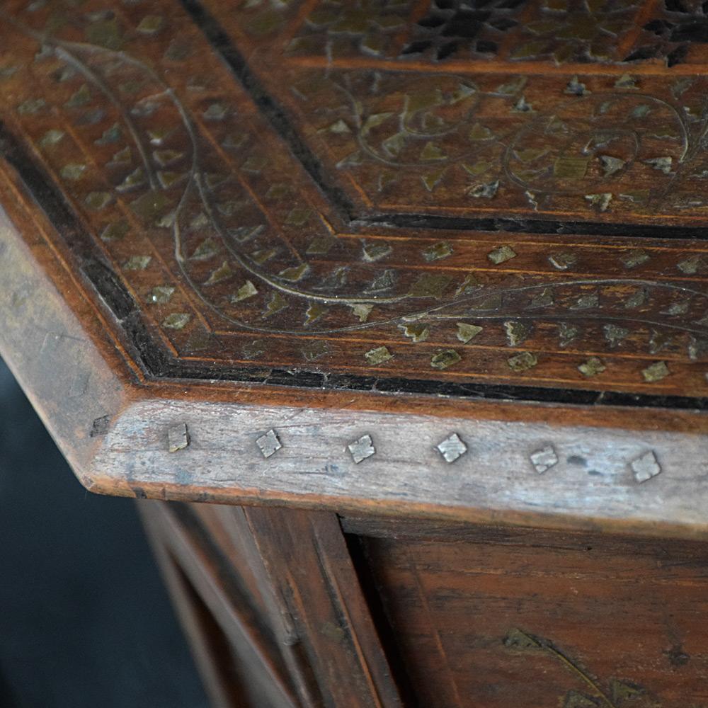 Early-20th Century Indian Brass Inlaid Table 3