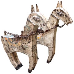 Early 20th Century, Indian Carousel Couple of Horses, 1940-1950