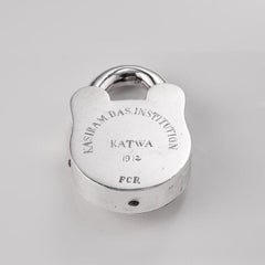 Early 20th Century Indian Colonial Silver Engraved Presentation Padlock 1912