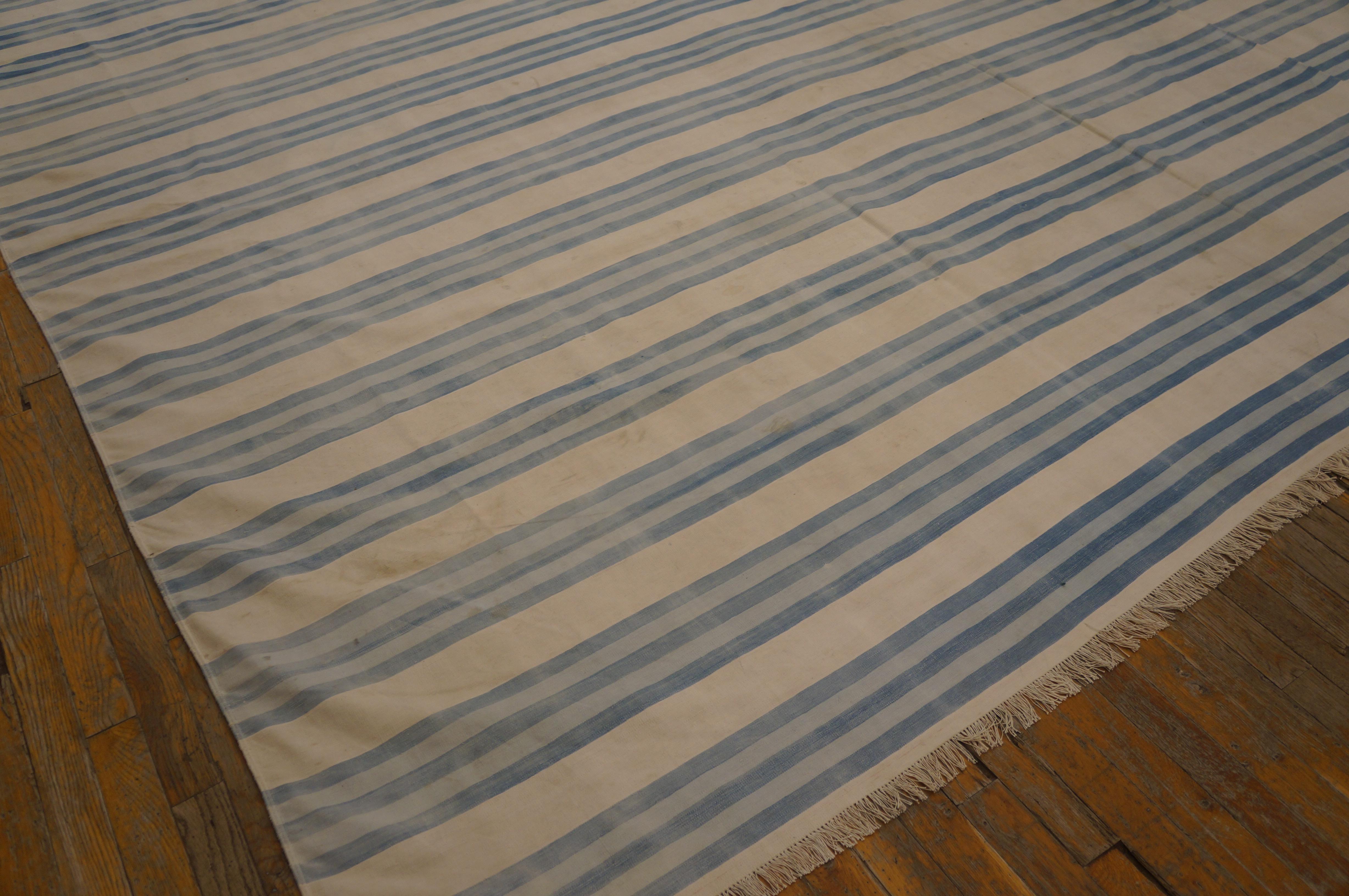 Indischer Dhurrie-Teppich aus Baumwolle des frühen 20. Jahrhunderts ( 11'10