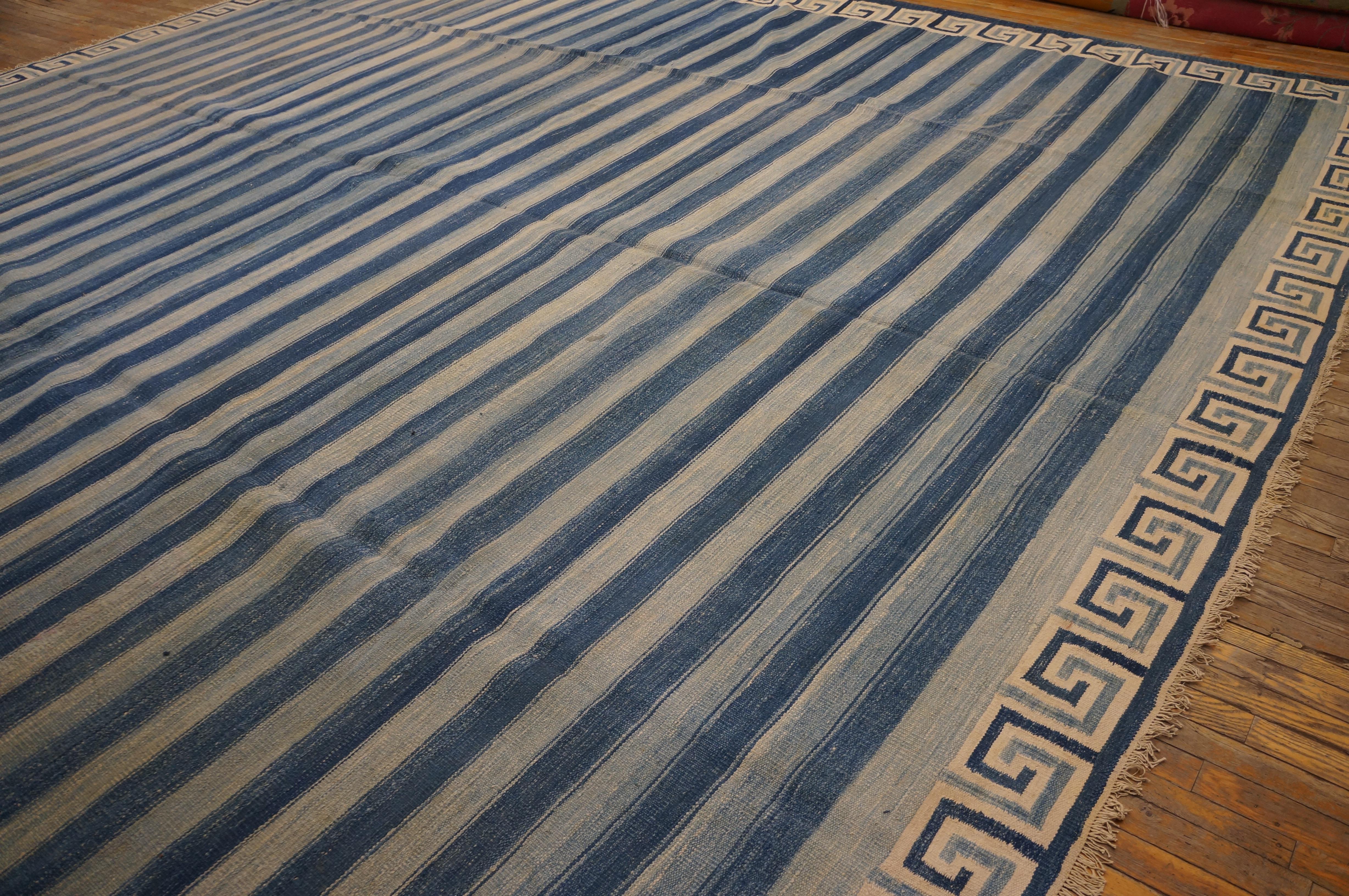 Alfombra Dhurrie de algodón indio de principios del siglo XX ( 14'4