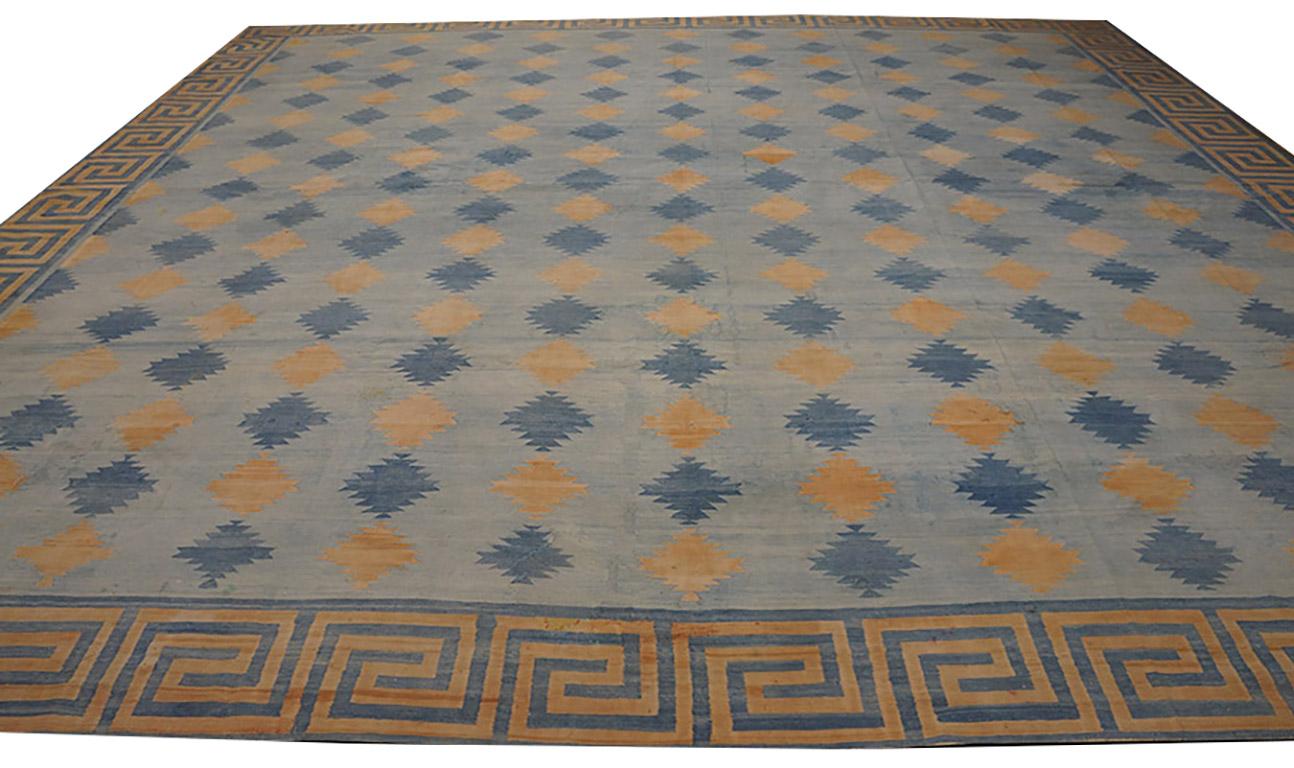 Tappeto Dhurrie in cotone indiano dei primi del Novecento ( 16'6