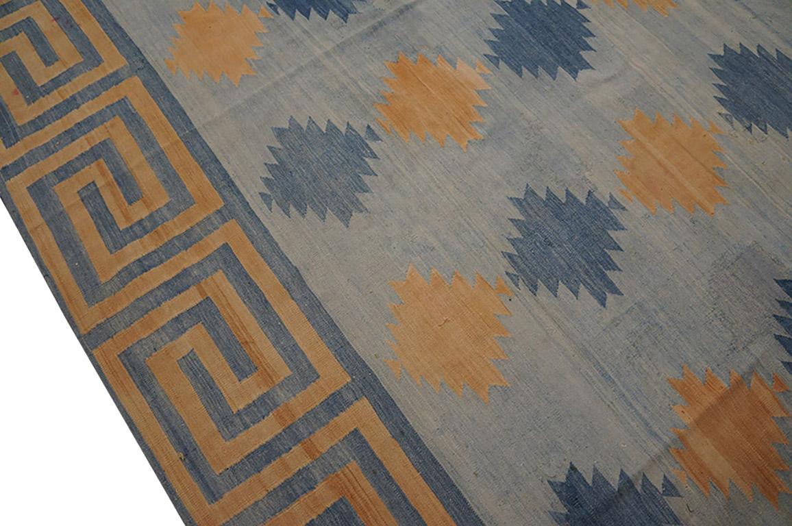 Tappeto Dhurrie in cotone indiano dei primi del Novecento ( 16'6