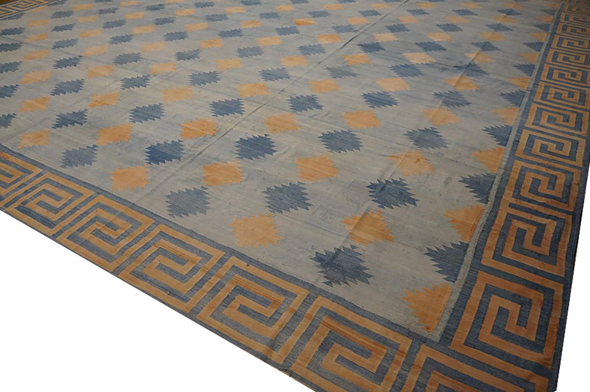 Tappeto Dhurrie in cotone indiano dei primi del Novecento ( 16'6