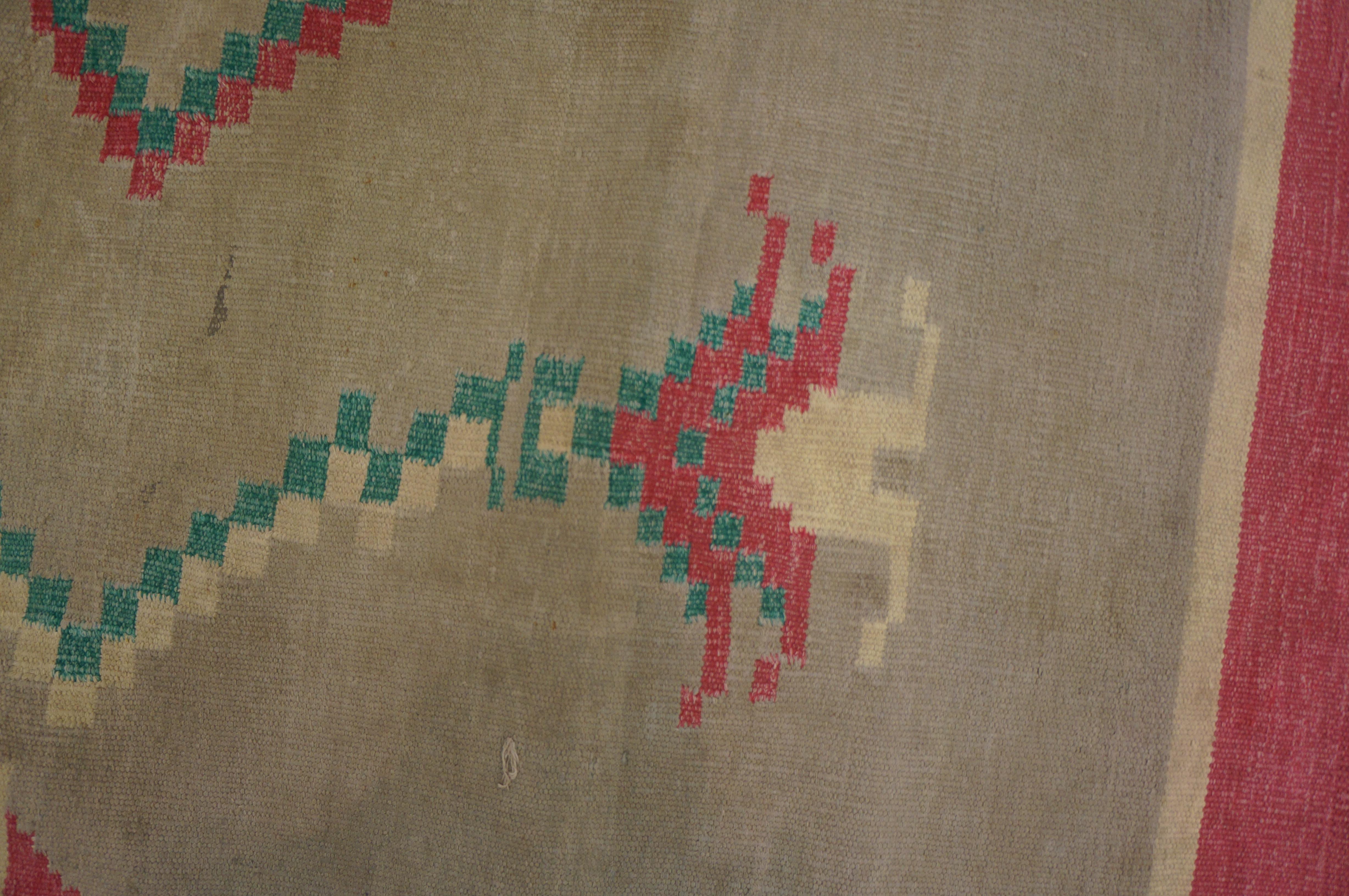 Indischer Dhurrie-Teppich aus Baumwolle des frühen 20. Jahrhunderts ( 4'5