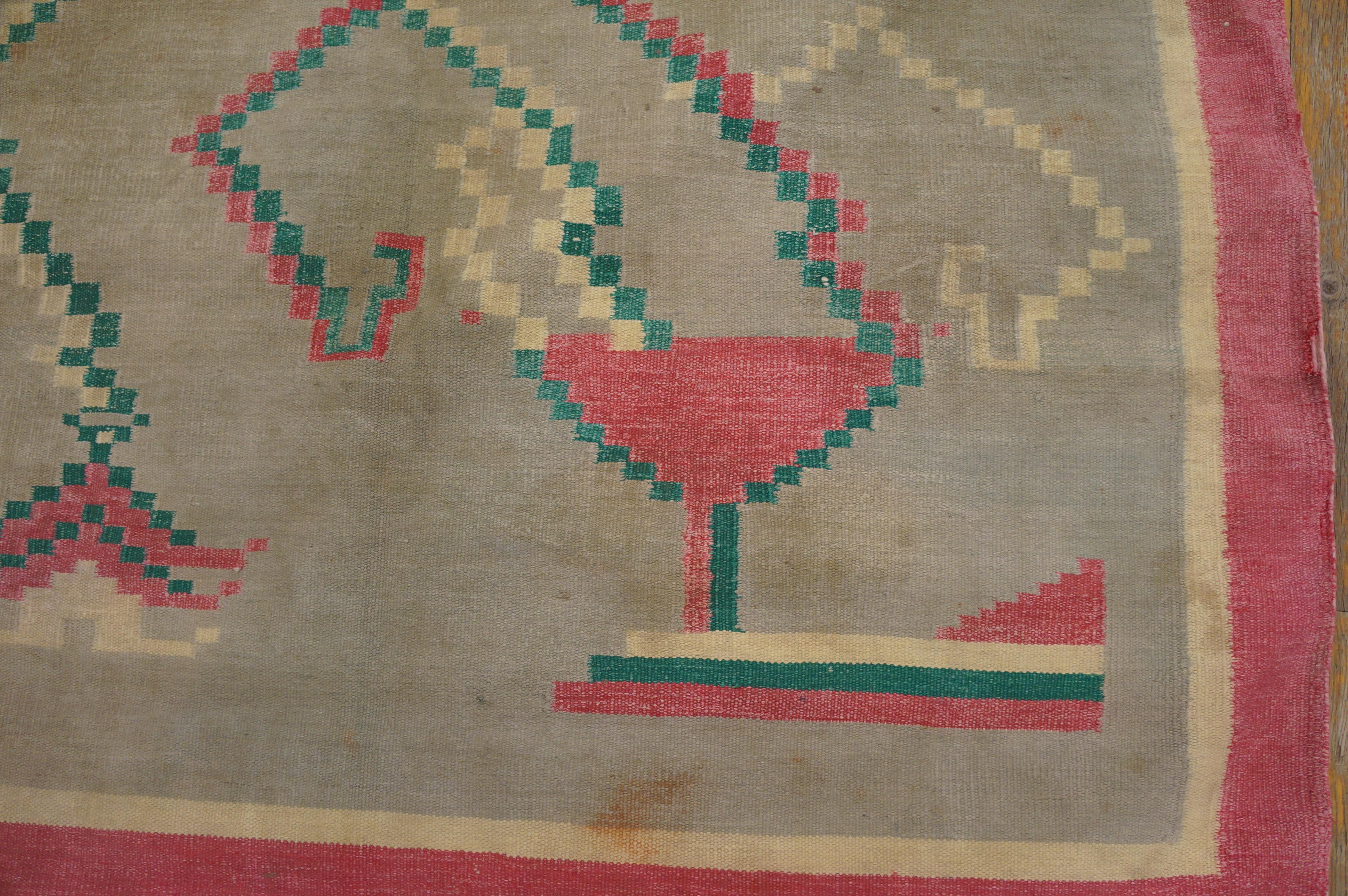 Indischer Dhurrie-Teppich aus Baumwolle des frühen 20. Jahrhunderts ( 4'5