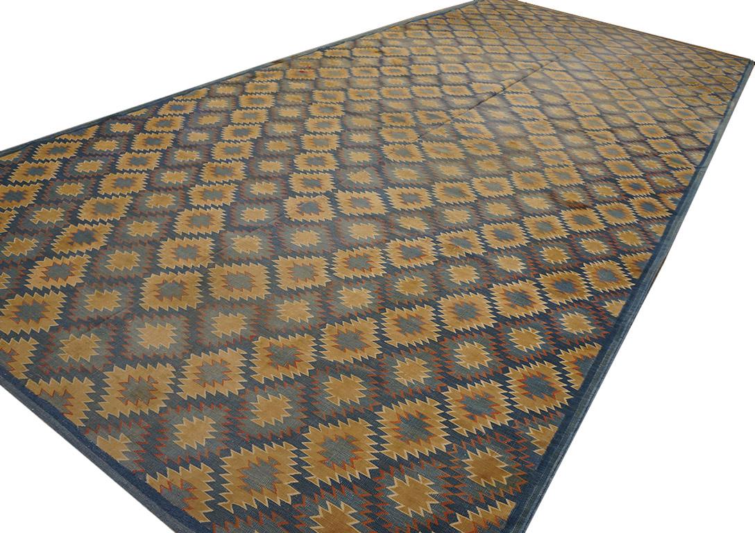 Early 20th Century Indian Cotton Dhurrie Carpet ( 8' x 18'6