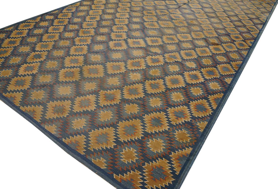 Hand-Woven Early 20th Century Indian Cotton Dhurrie Carpet ( 8' x 18'6