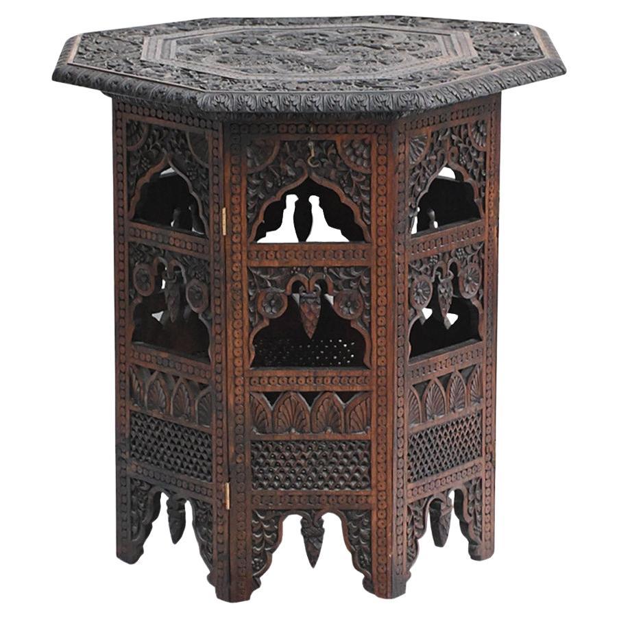 Early 20th century Indian hand carved god folding side table For Sale