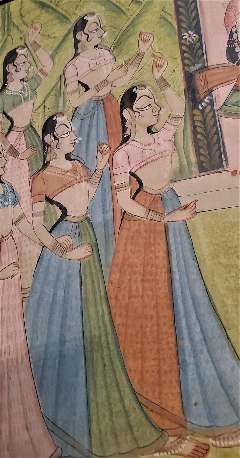 Anglo Raj Early 20th Century Indian Hand Painted Silk Framed Panel