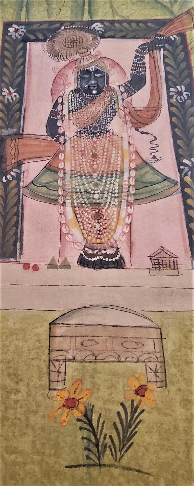 Hand-Painted Early 20th Century Indian Hand Painted Silk Framed Panel