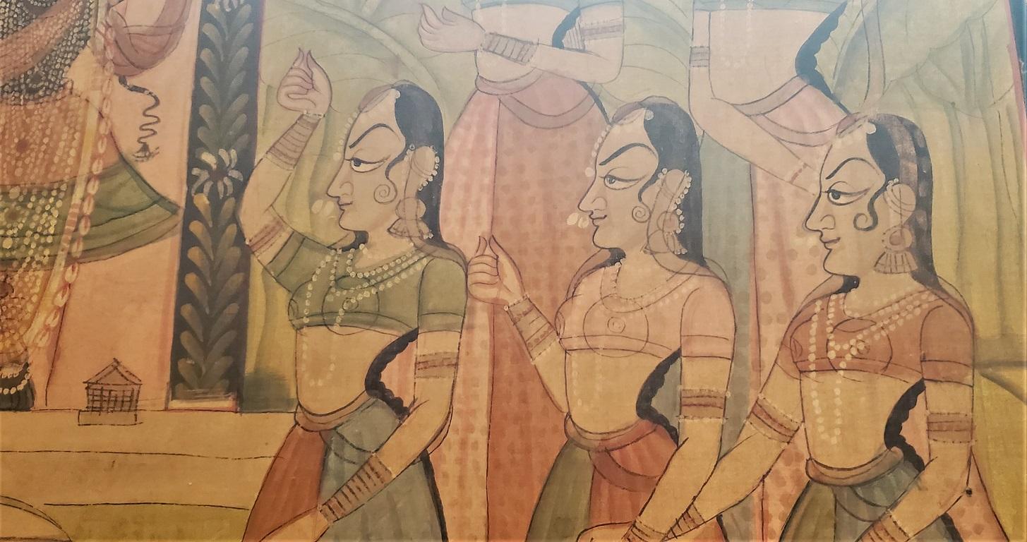 Early 20th Century Indian Hand Painted Silk Framed Panel In Good Condition In Dallas, TX