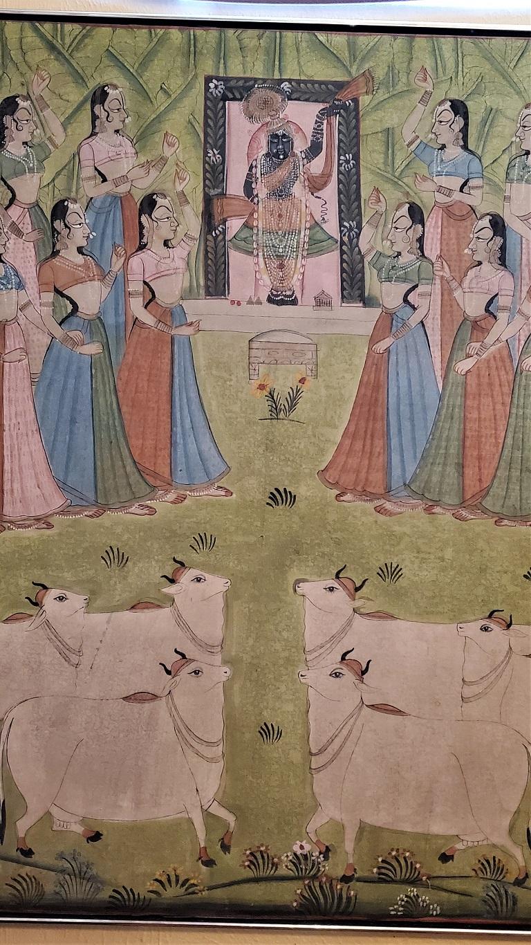Early 20th Century Indian Hand Painted Silk Framed Panel 3