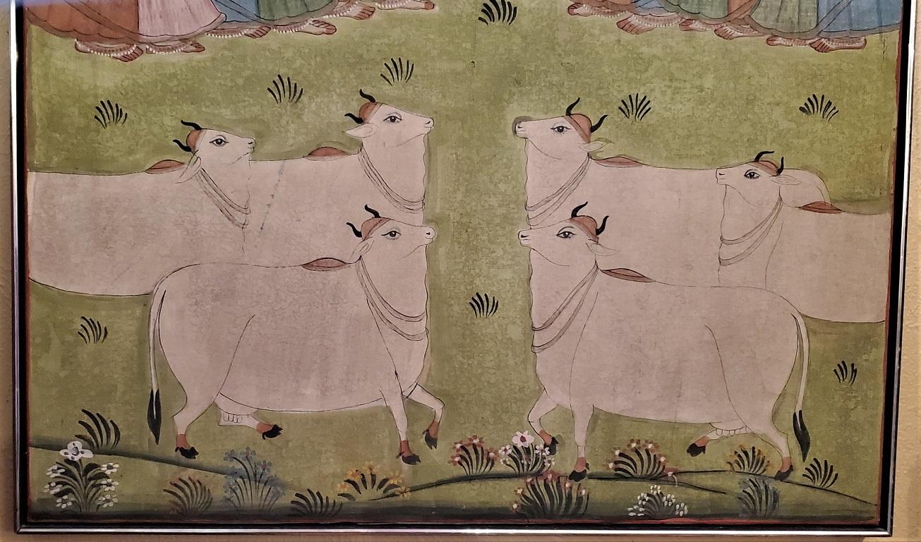 Early 20th Century Indian Hand Painted Silk Framed Panel 4