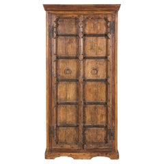 Early 20th Century Indian Hardwood Cabinet with Iron Accents and Rustic Charm