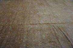 1930s Beige Garden Antique India Lahore Agra Carpet 13'6"x18'2" Wool Rug Knotted