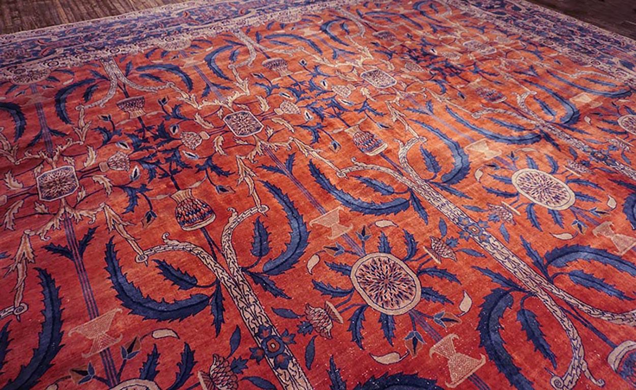 Wool Early 20th Century Indian Lahore Carpet based on Mughal Design ( 18' x 21'6