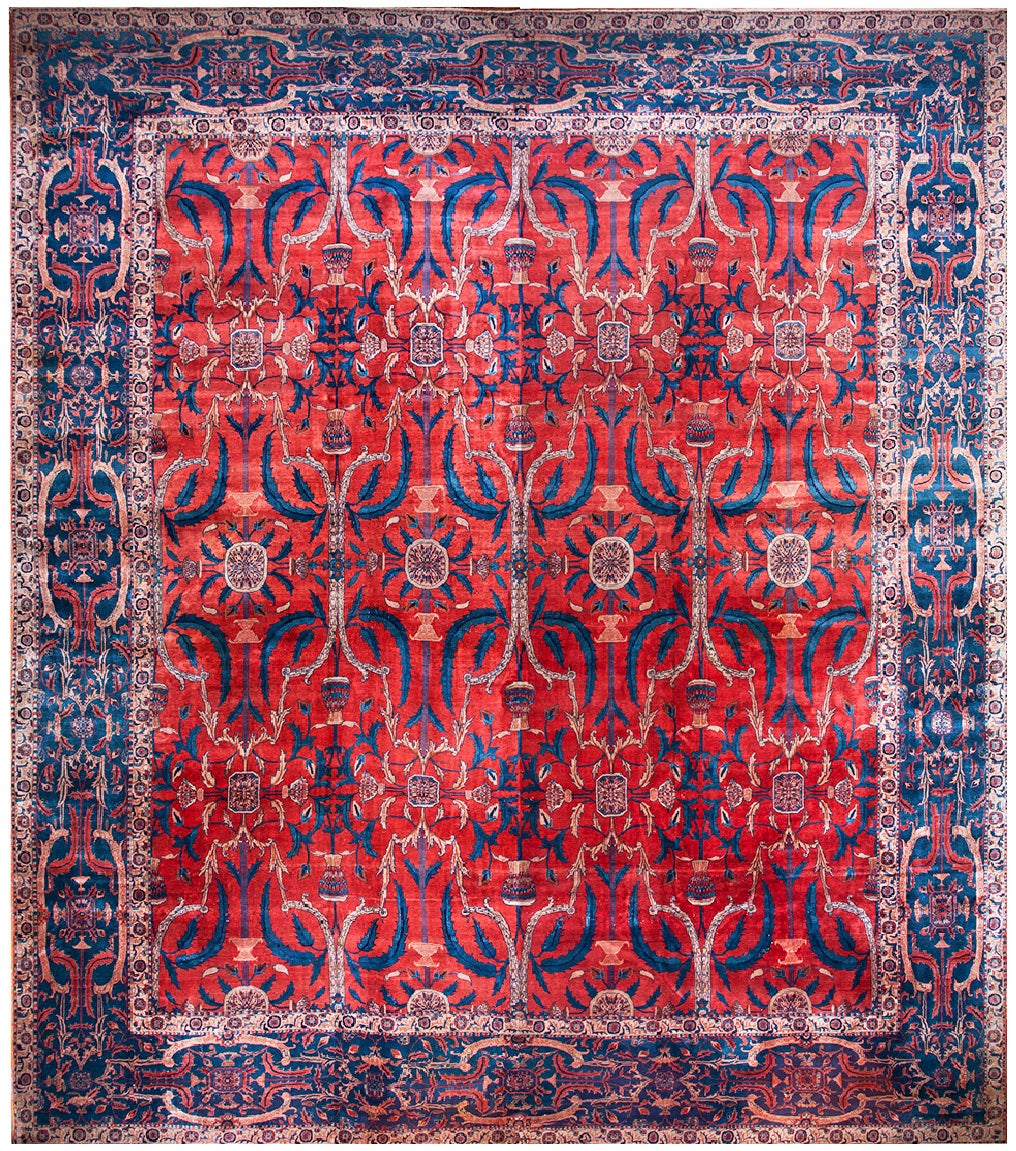 Early 20th Century Indian Lahore Carpet based on Mughal Design ( 18' x 21'6" ) For Sale