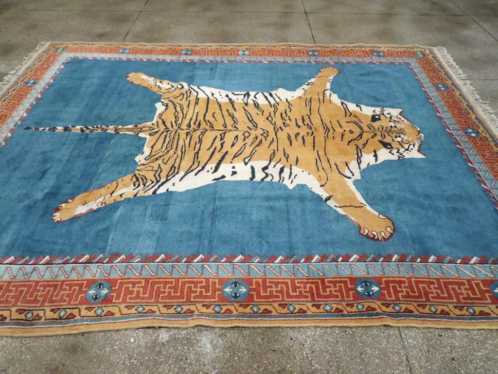 Annodato a mano Tappeto indiano Agra pittorico dei primi del Novecento in vendita