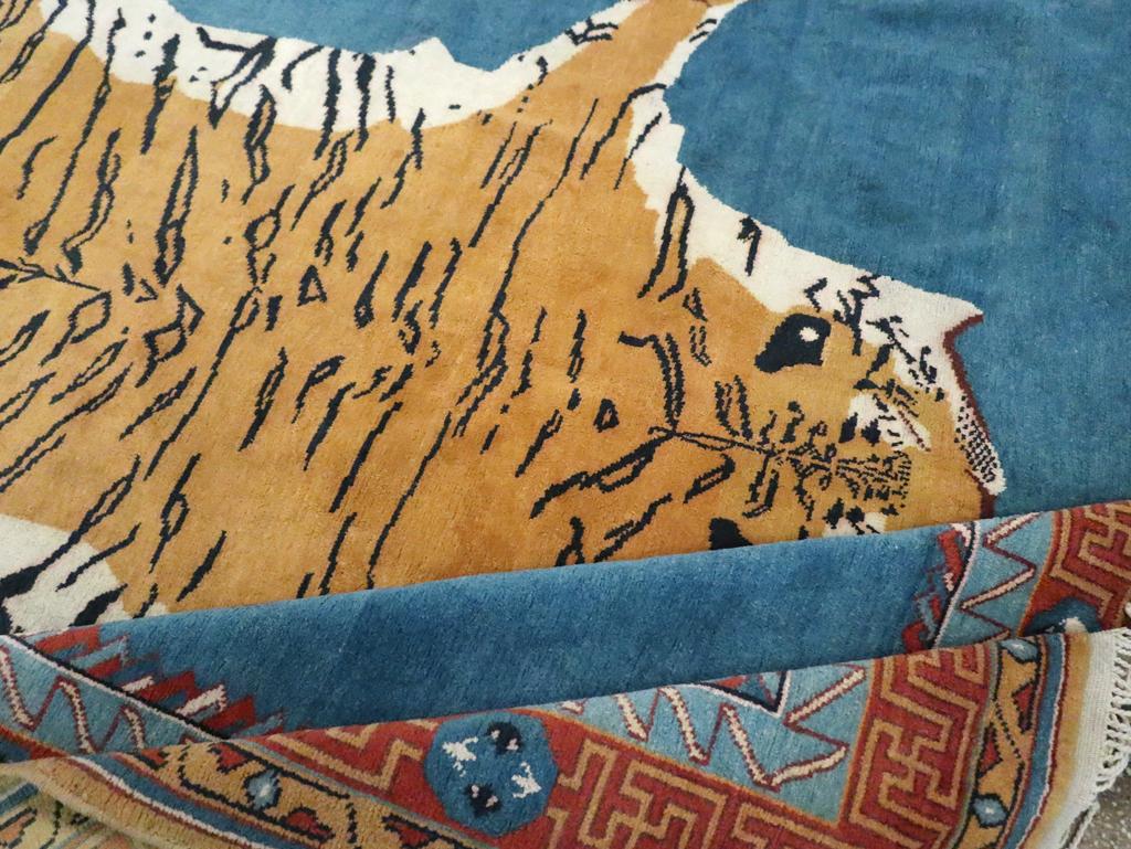 Cotone Tappeto indiano Agra pittorico dei primi del Novecento in vendita
