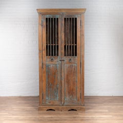 Early 20th Century Indian Rustic Wooden Kitchen Cabinet with Distressed Finish