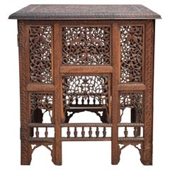 Early 20th Century Indian Square Hand Carved Occasional Table
