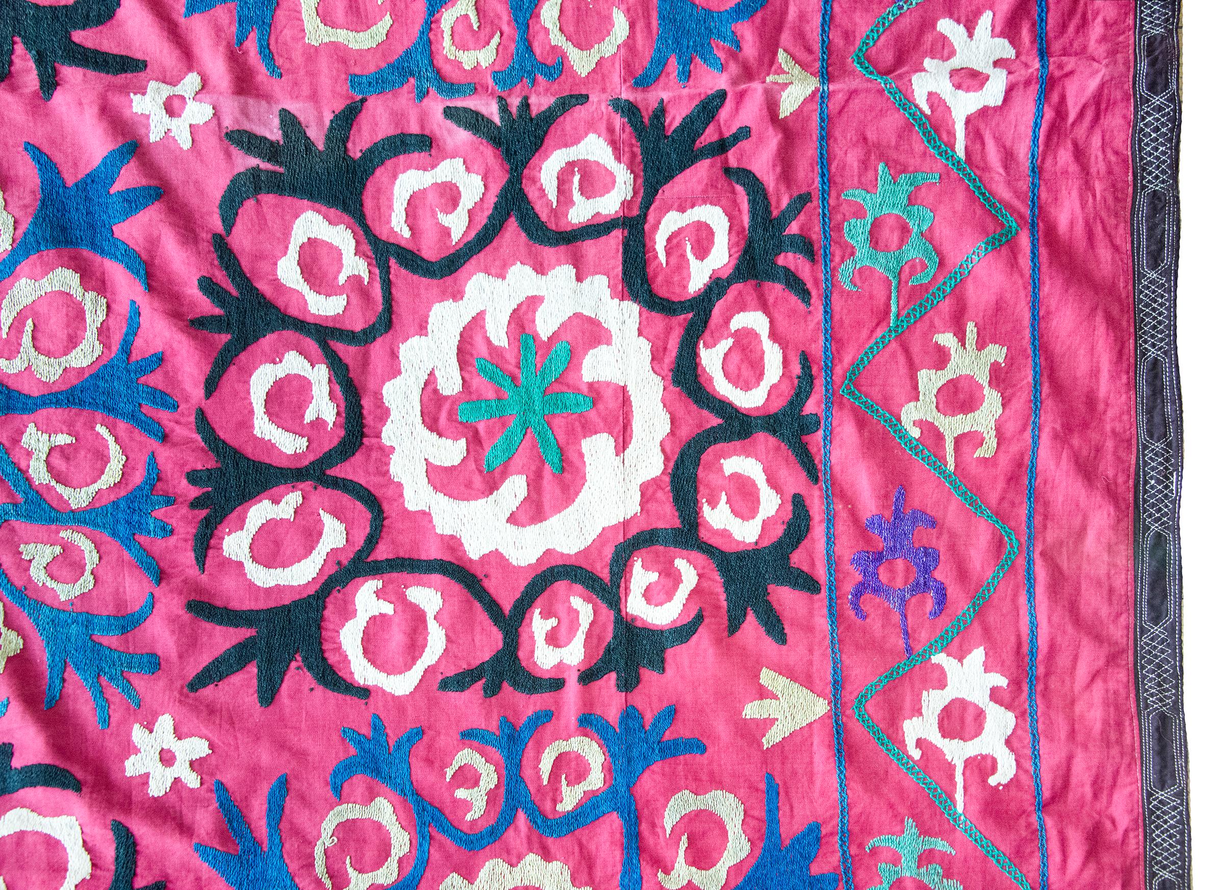 Cotton Early 20th Century Indian Suzani-Inspired Textile For Sale