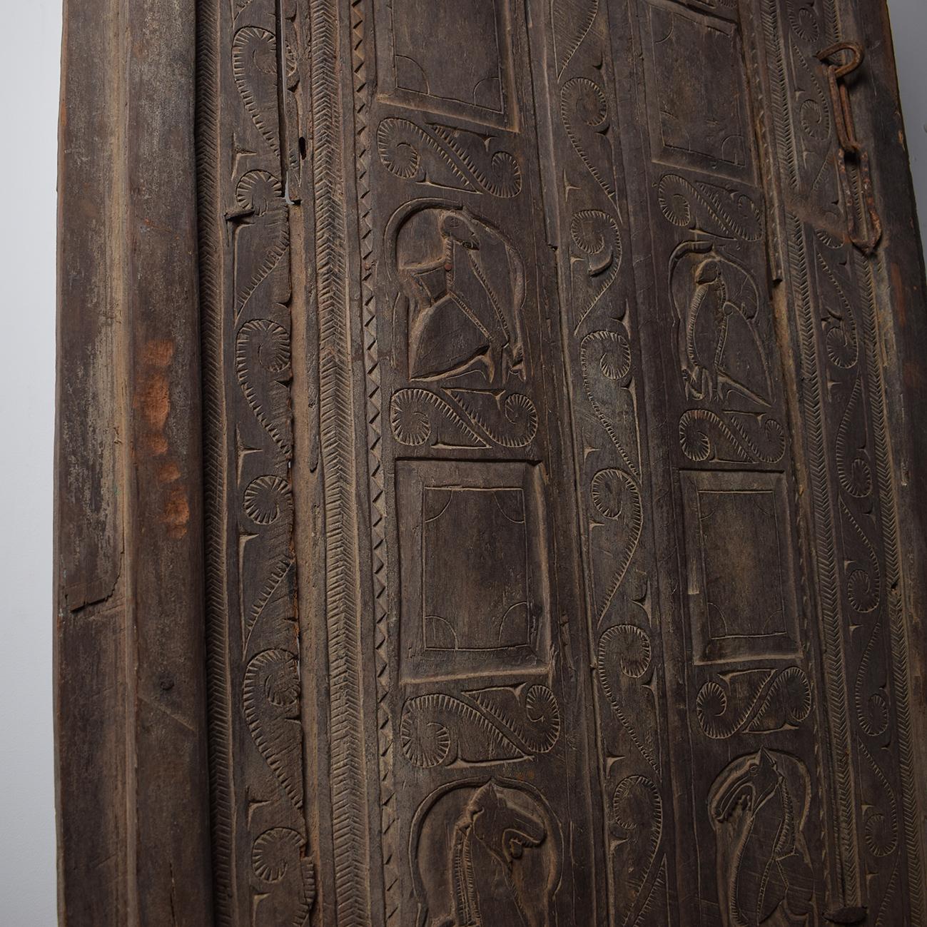 Primitive Early 20th Century Indian Wooden Granary Door For Sale
